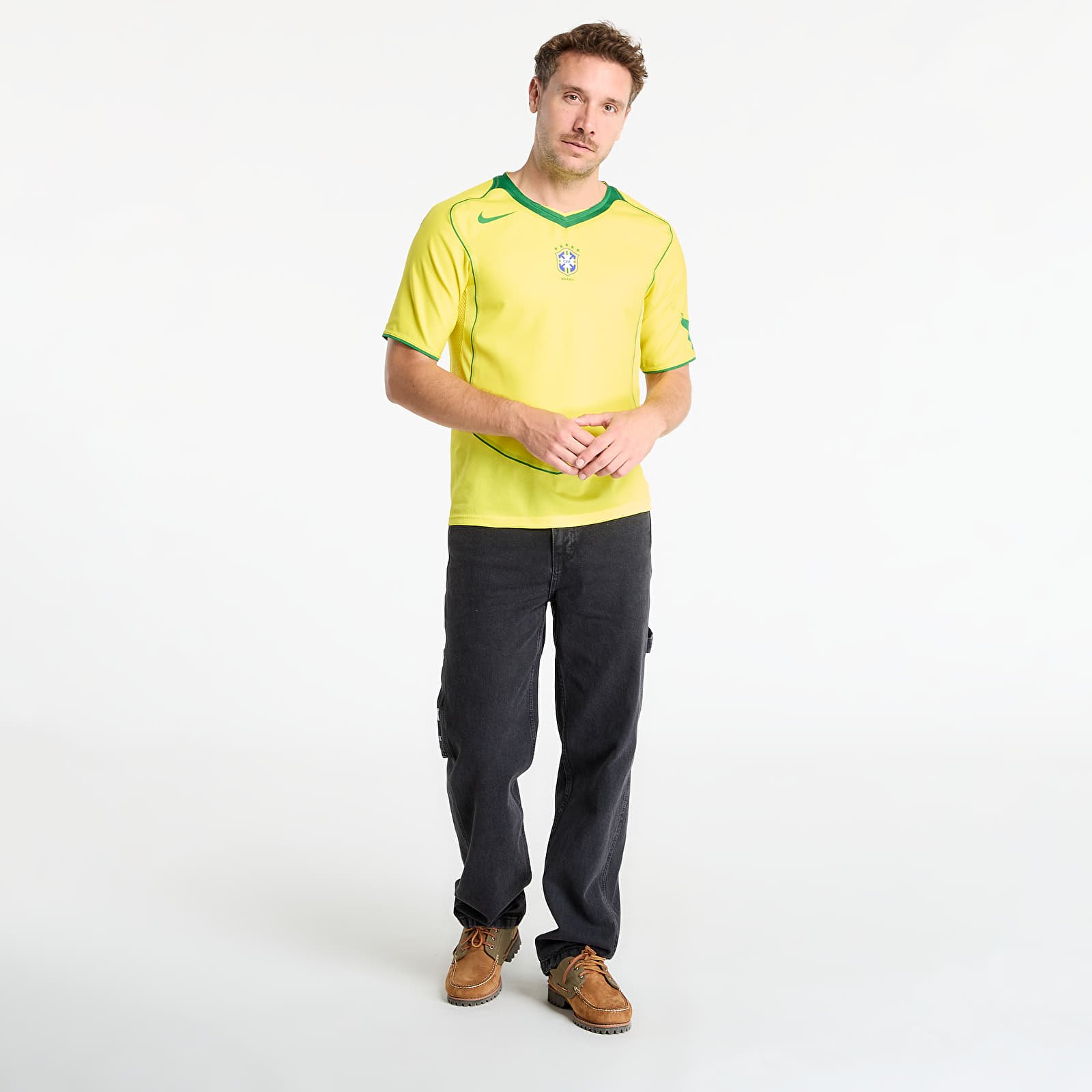 Pánské dresy Nike Men's Soccer Replica Jersey Brazil 2004 Total 90 Reissue Opti Yellow/ Apple Green/ Apple Green