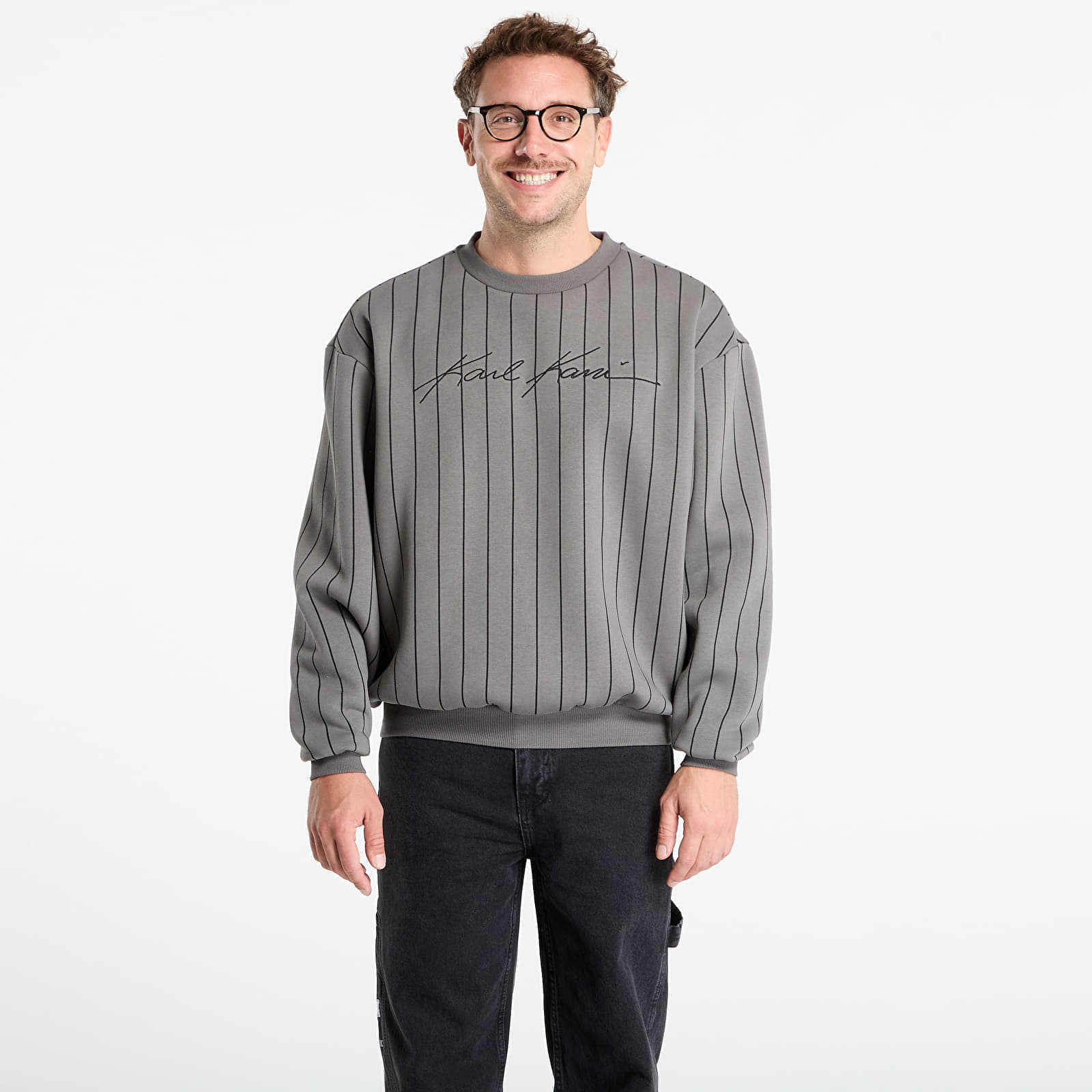 Sweatshirt Karl Kani Autograph Pinstripe Sweat Os Crewneck Grey L