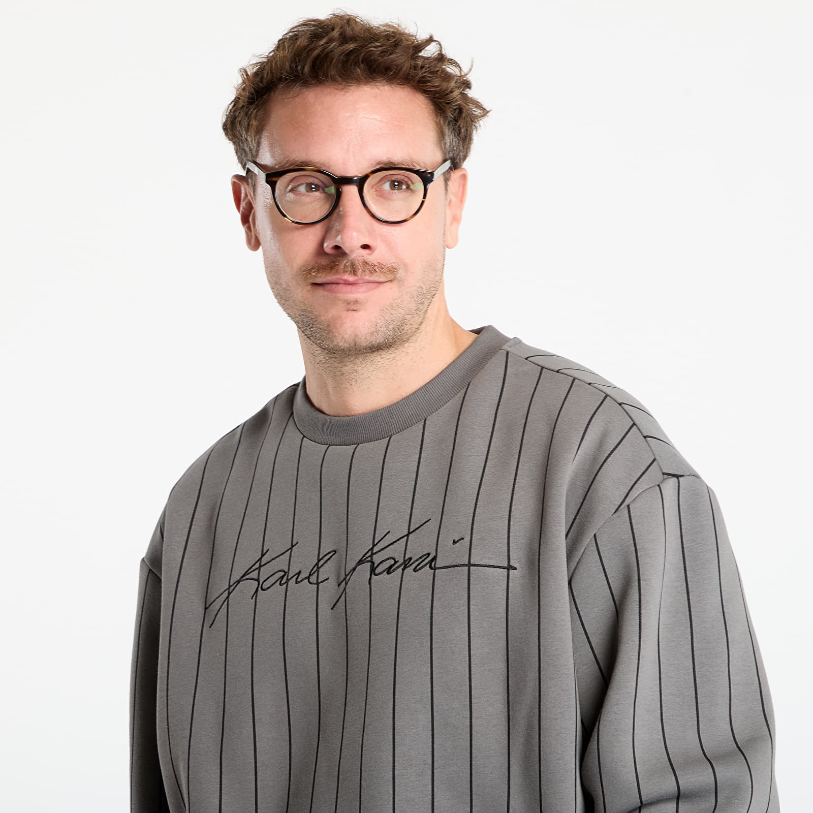 Φούτερ Karl Kani Autograph Pinstripe Sweat Os Crewneck Grey