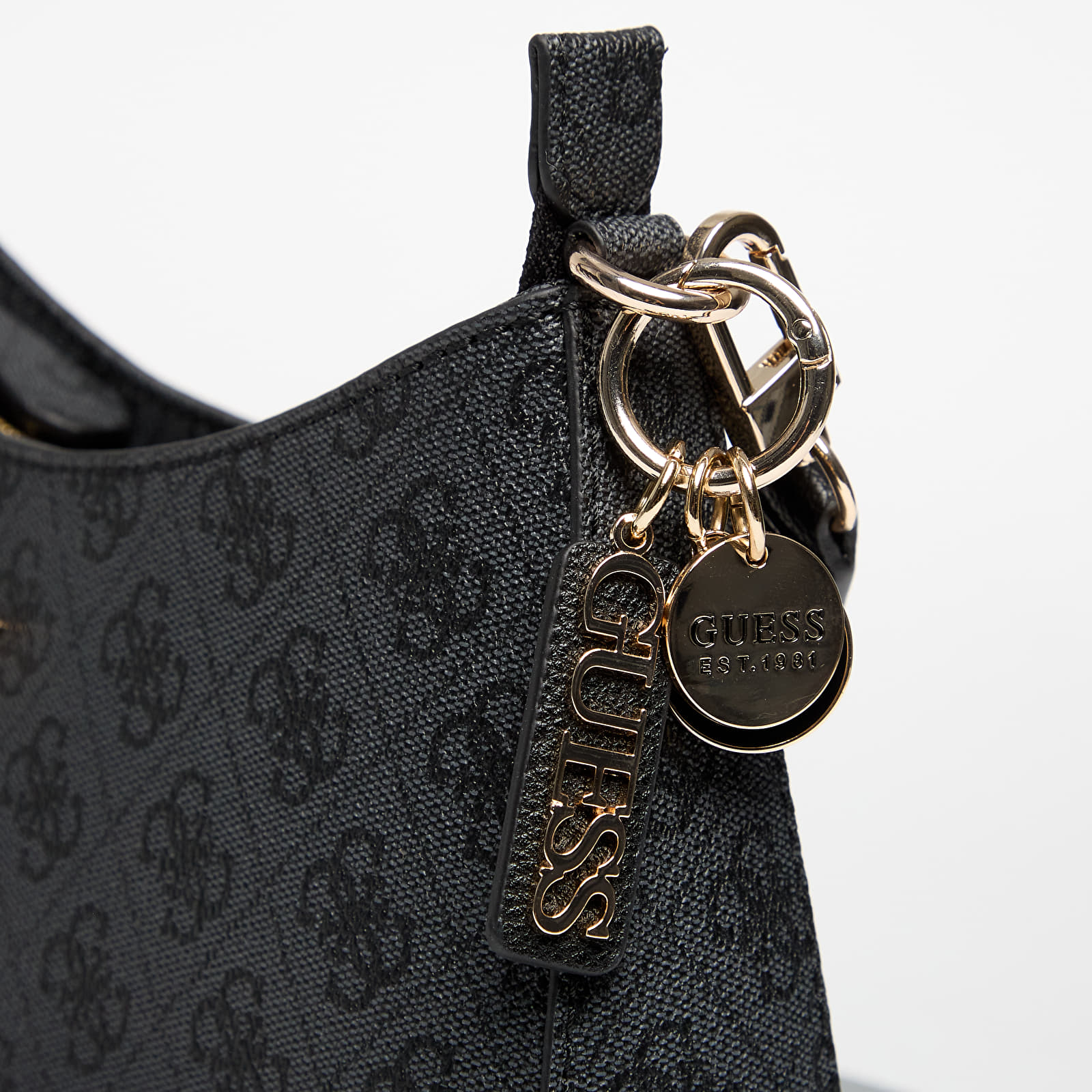 Handbags GUESS Noelle Ii Top Zip Shoulder Bag Coal Logo