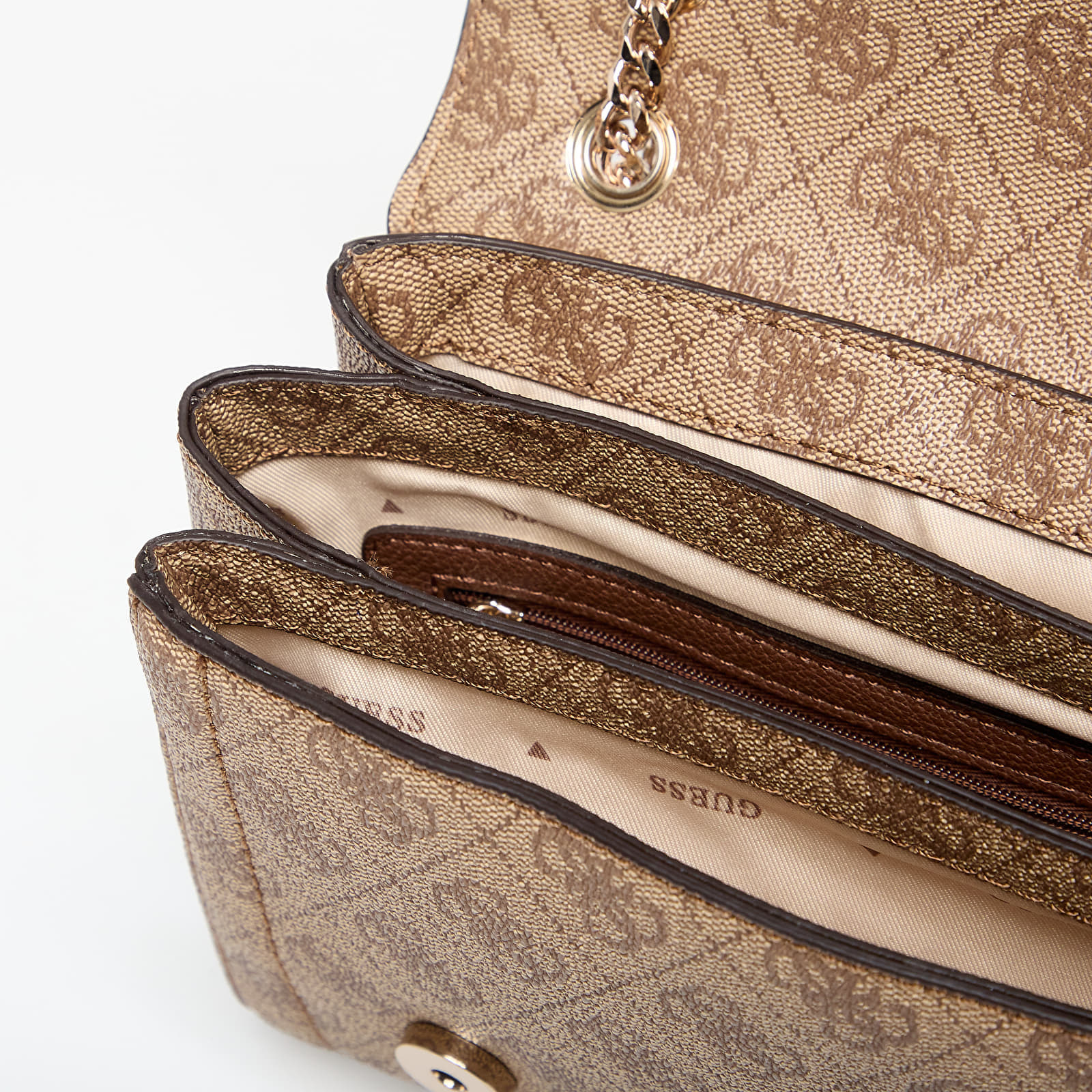 Τσάντα GUESS Noelle II Convertible Cross Body Flap Latte Logo/Brown Universal