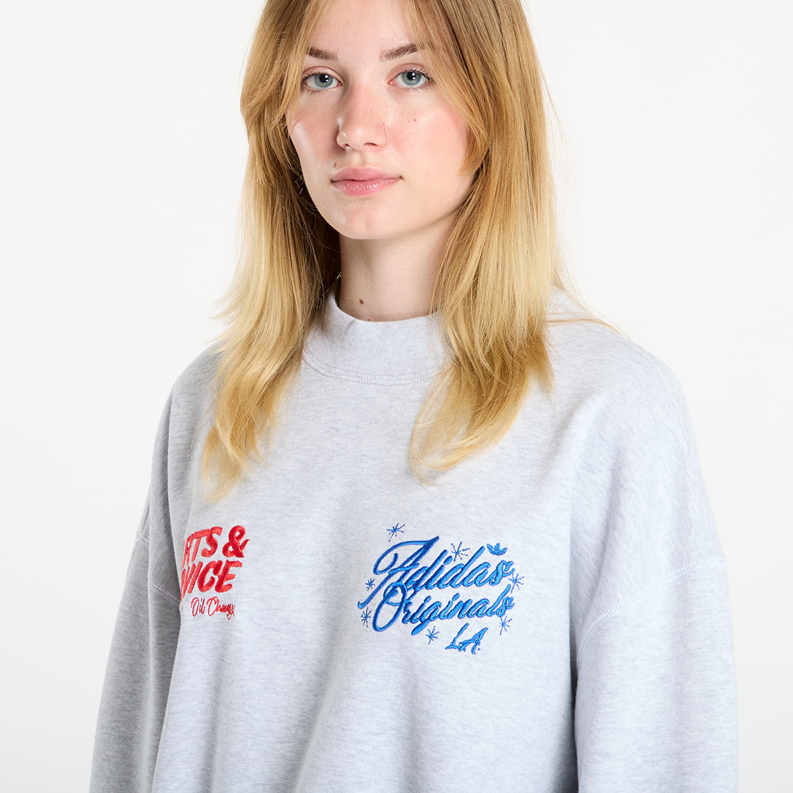 Pánské mikiny adidas x OG LA Santa Monica Crewneck UNISEX Light Grey Heather/ Black