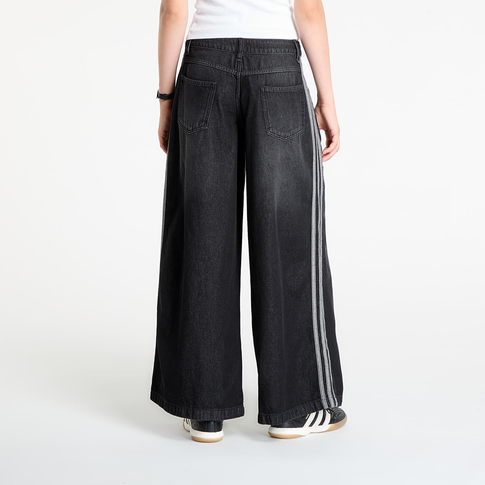 Sieviešu bikses adidas Denim Wide Pant Black