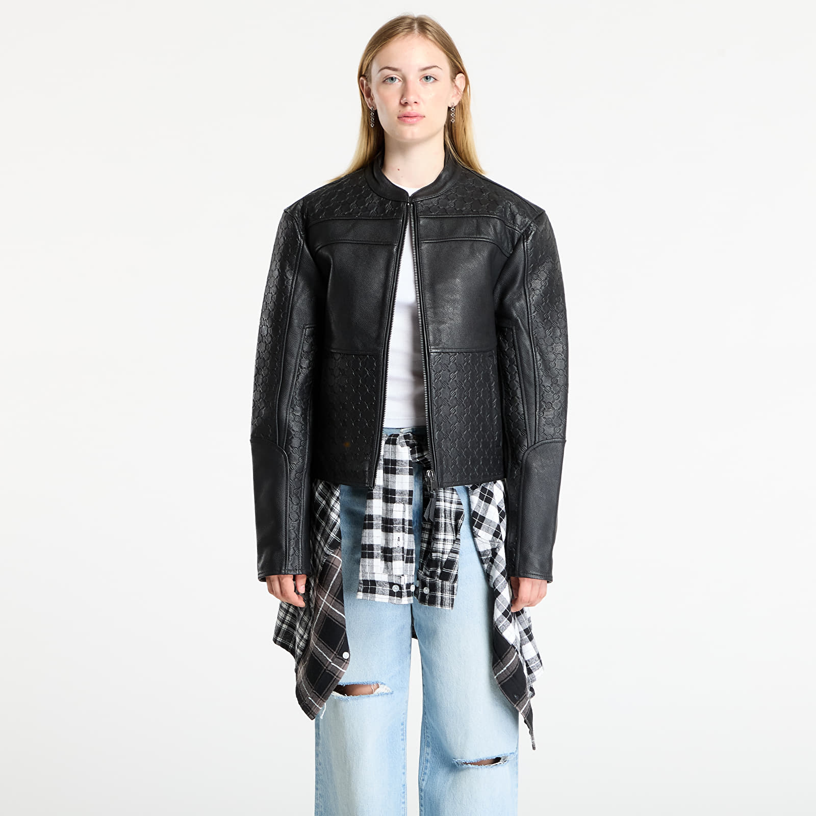 Ανδρικά σακάκια Daily Paper Structured Leather Jacket Black