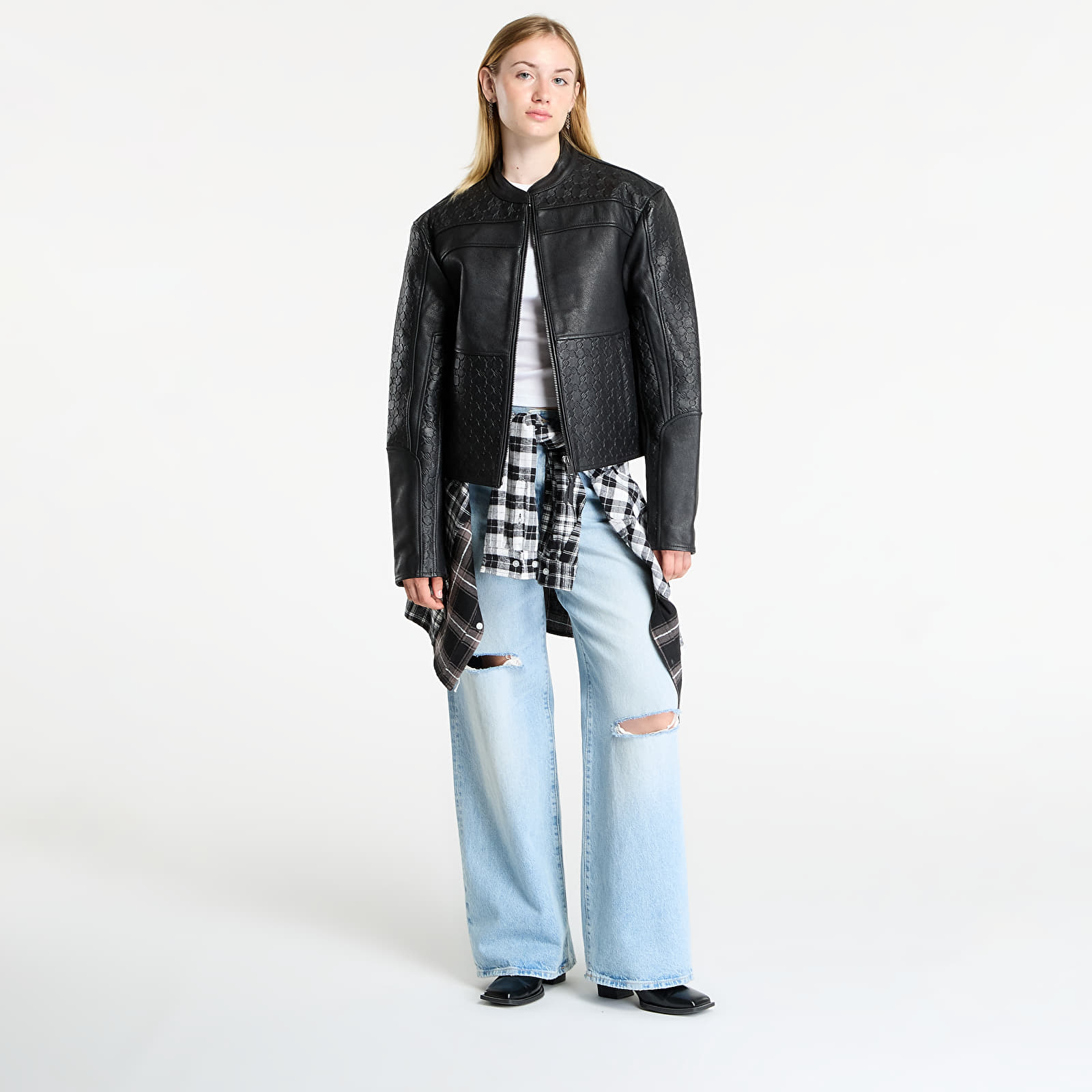 Ανδρικά σακάκια Daily Paper Structured Leather Jacket Black
