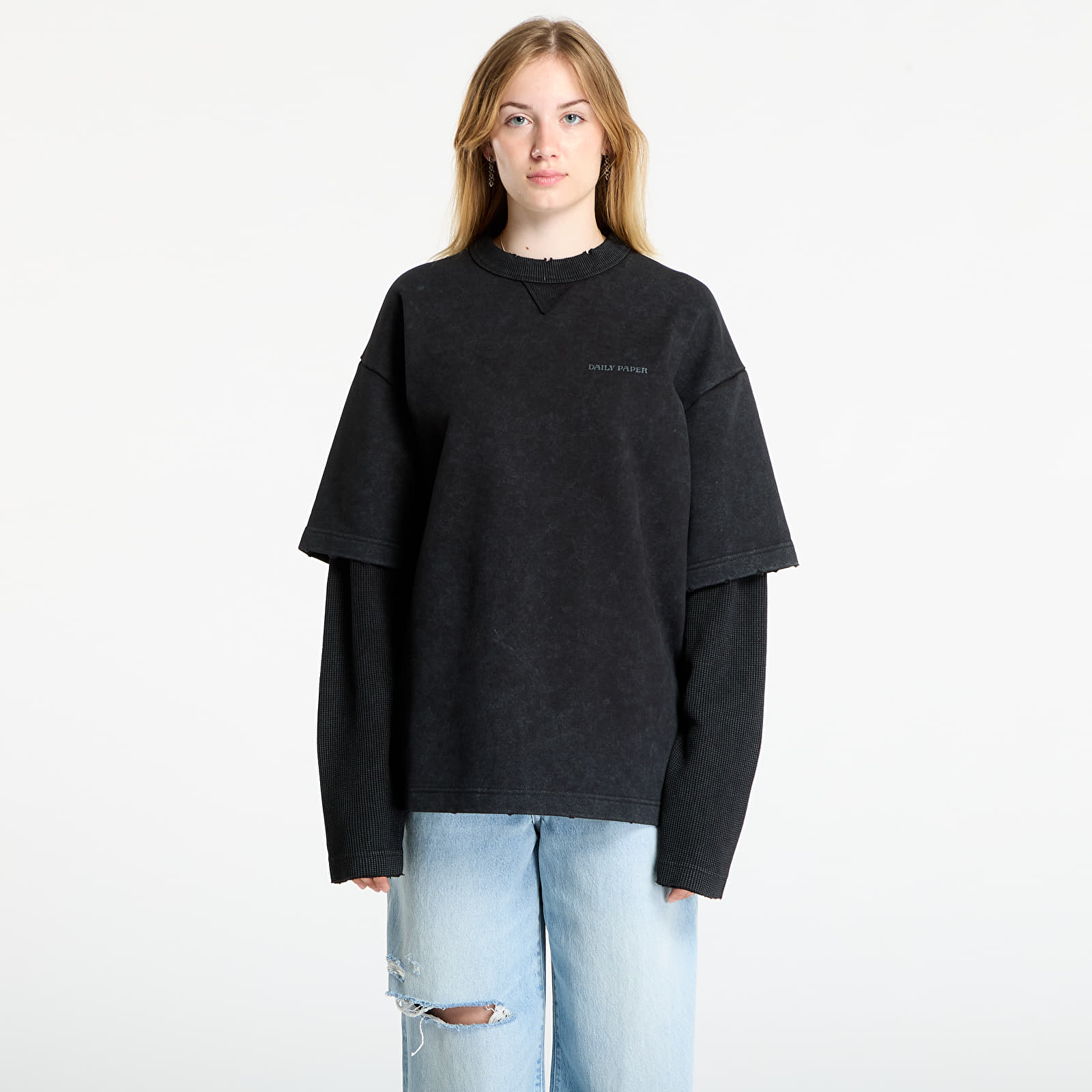 Ανδρικά μπλουζάκια Daily Paper Layered Ls T-Shirt UNISEX Black