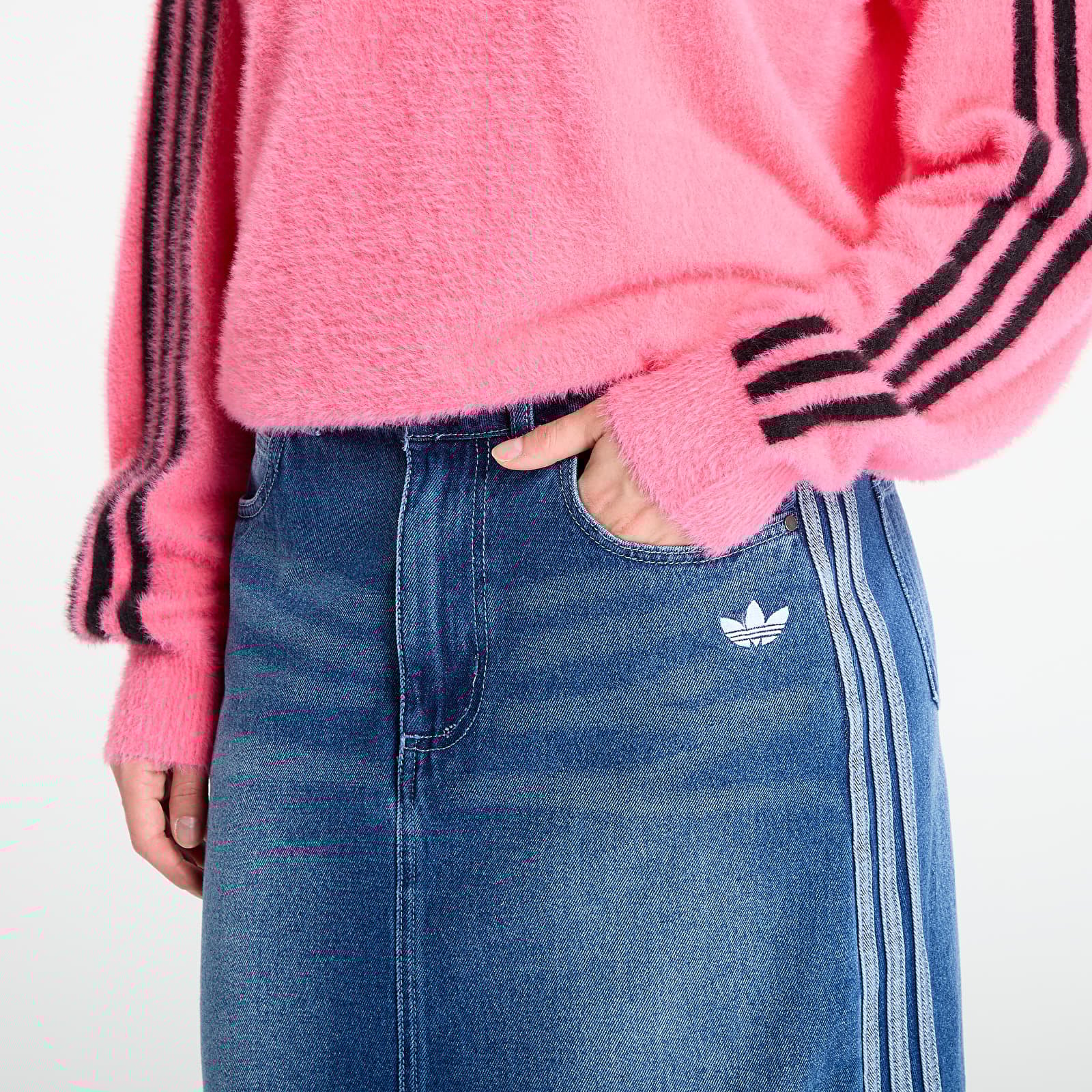 Rokken voor vrouwen adidas Adicolor 3-Stripes Denim Pencil Skirt Indigo Denim