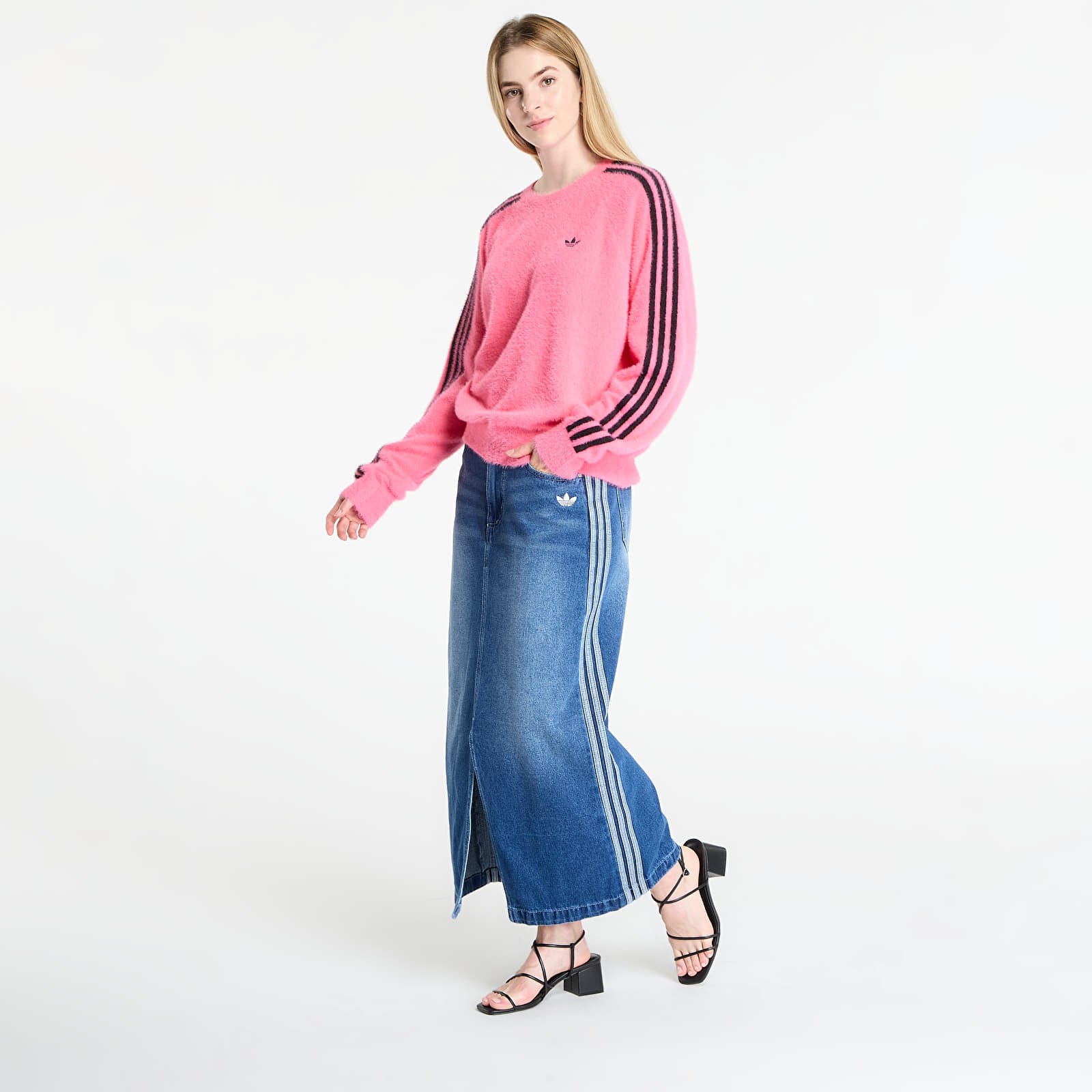Rokken voor vrouwen adidas Adicolor 3-Stripes Denim Pencil Skirt Indigo Denim