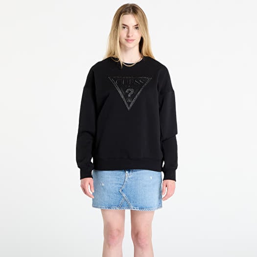 Džemperis GUESS Ls Triangle Glitter Sweatshirt Black