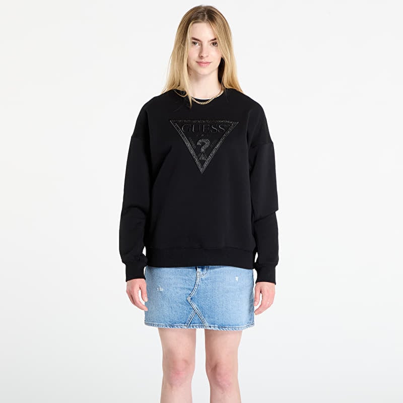 Sweatshirt GUESS Ls Triangle Glitter Sweatshirt Black