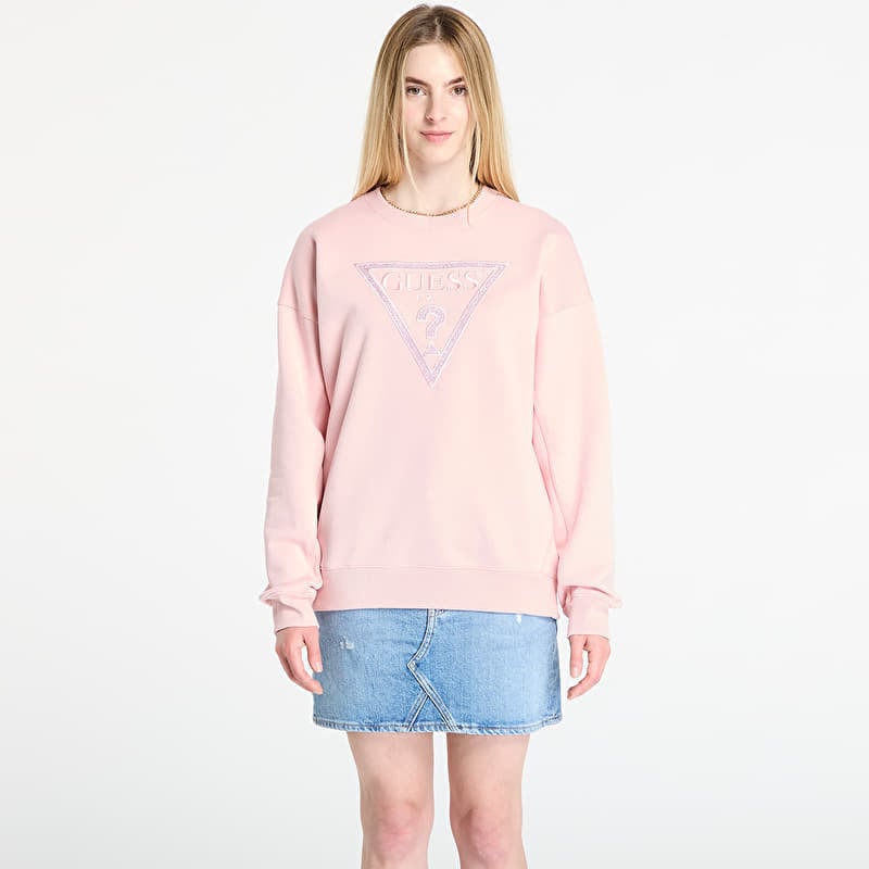 Verryttelypaita GUESS Ls Triangle Glitter Sweatshirt Pink