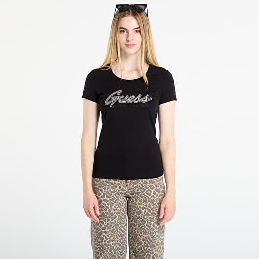 T-krekls GUESS Ss Logo Hot Fix Tee Black