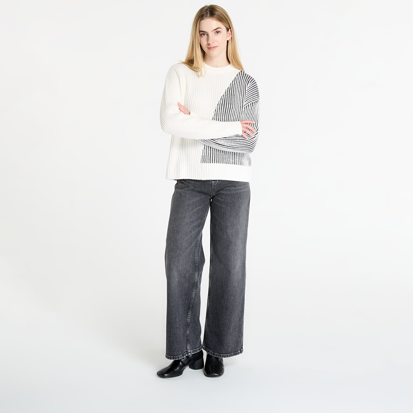 Svetry Desigual Nome Sweater Cream