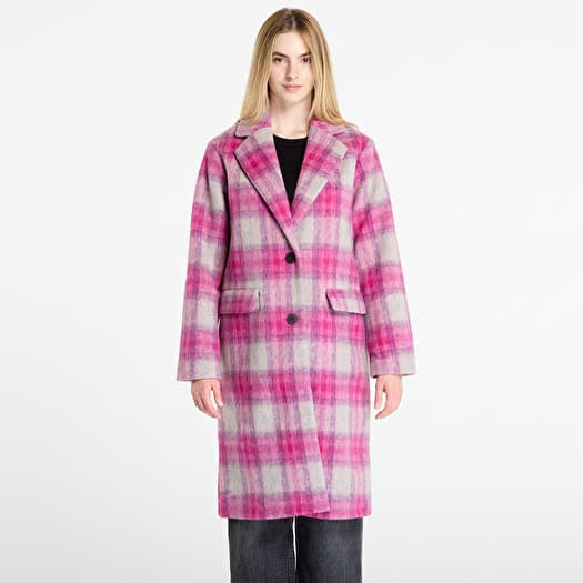 Kabát Desigual Pinkcheck Coat Rosa Fluor