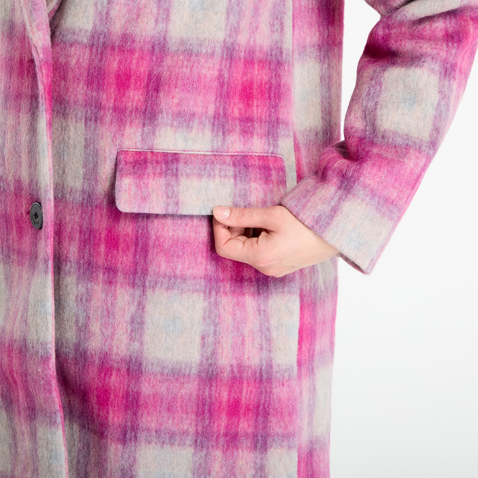 Kabáty Desigual Pinkcheck Coat Rosa Fluor