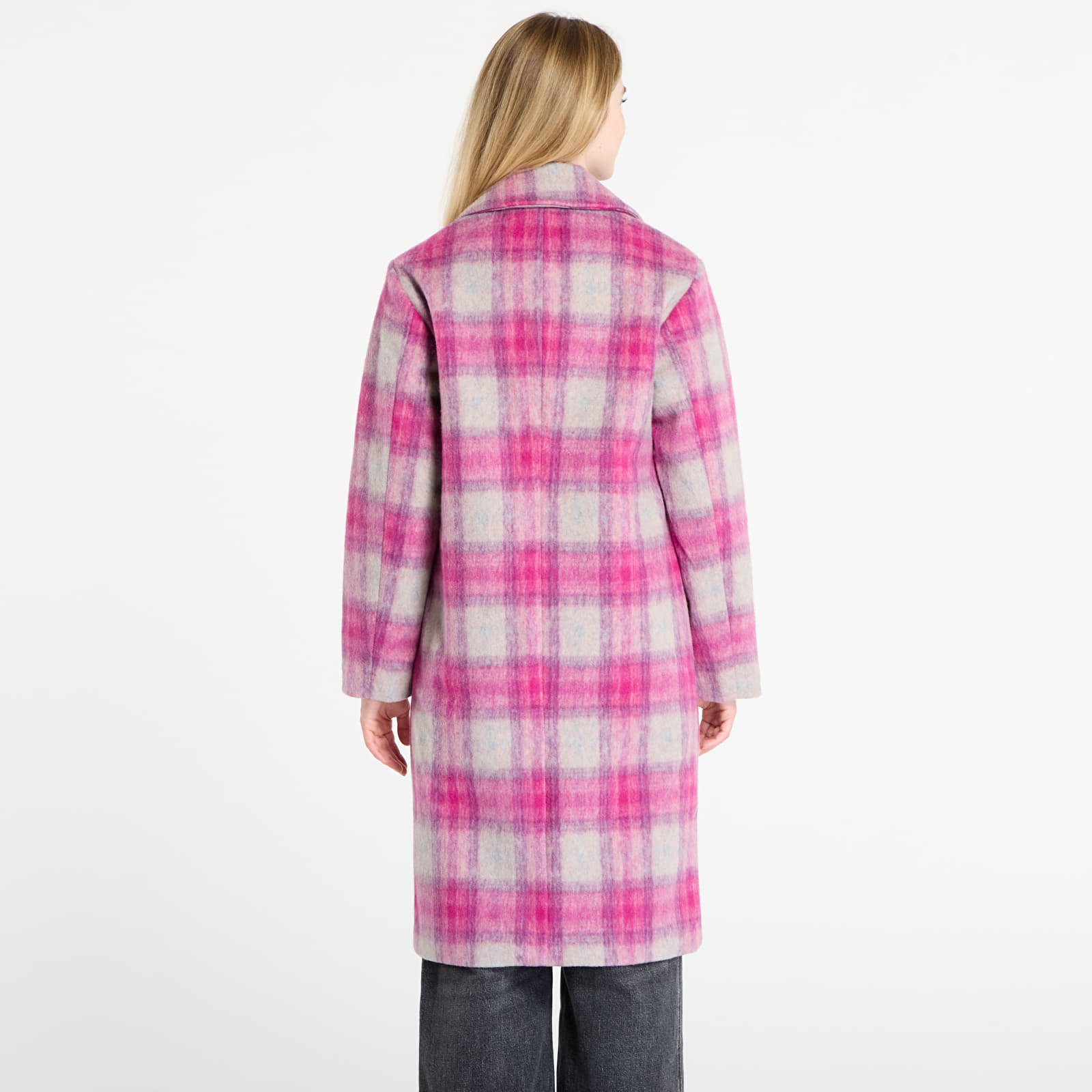 Kabáty Desigual Pinkcheck Coat Rosa Fluor