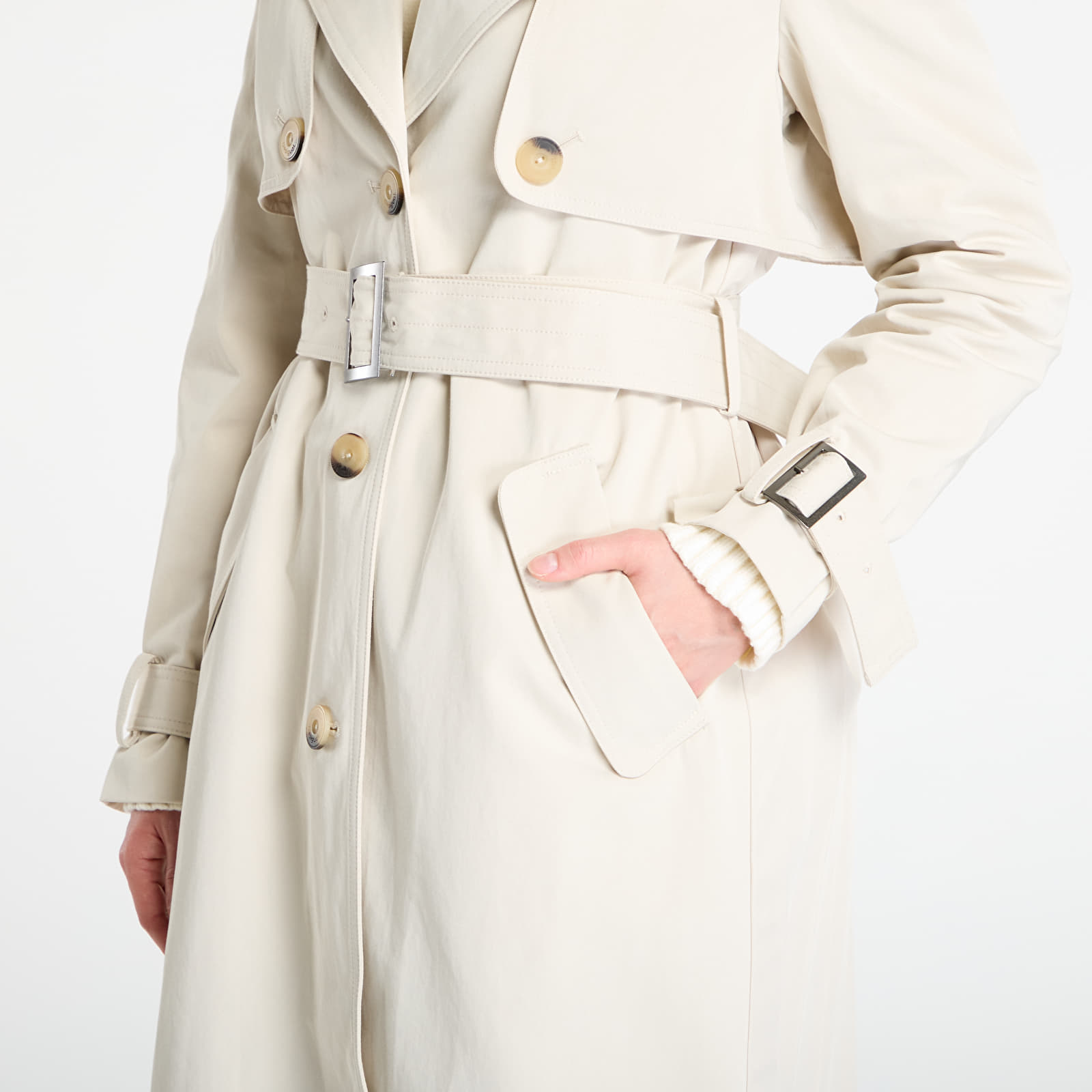 Kabáty Desigual Pleated Trench Coat Beige