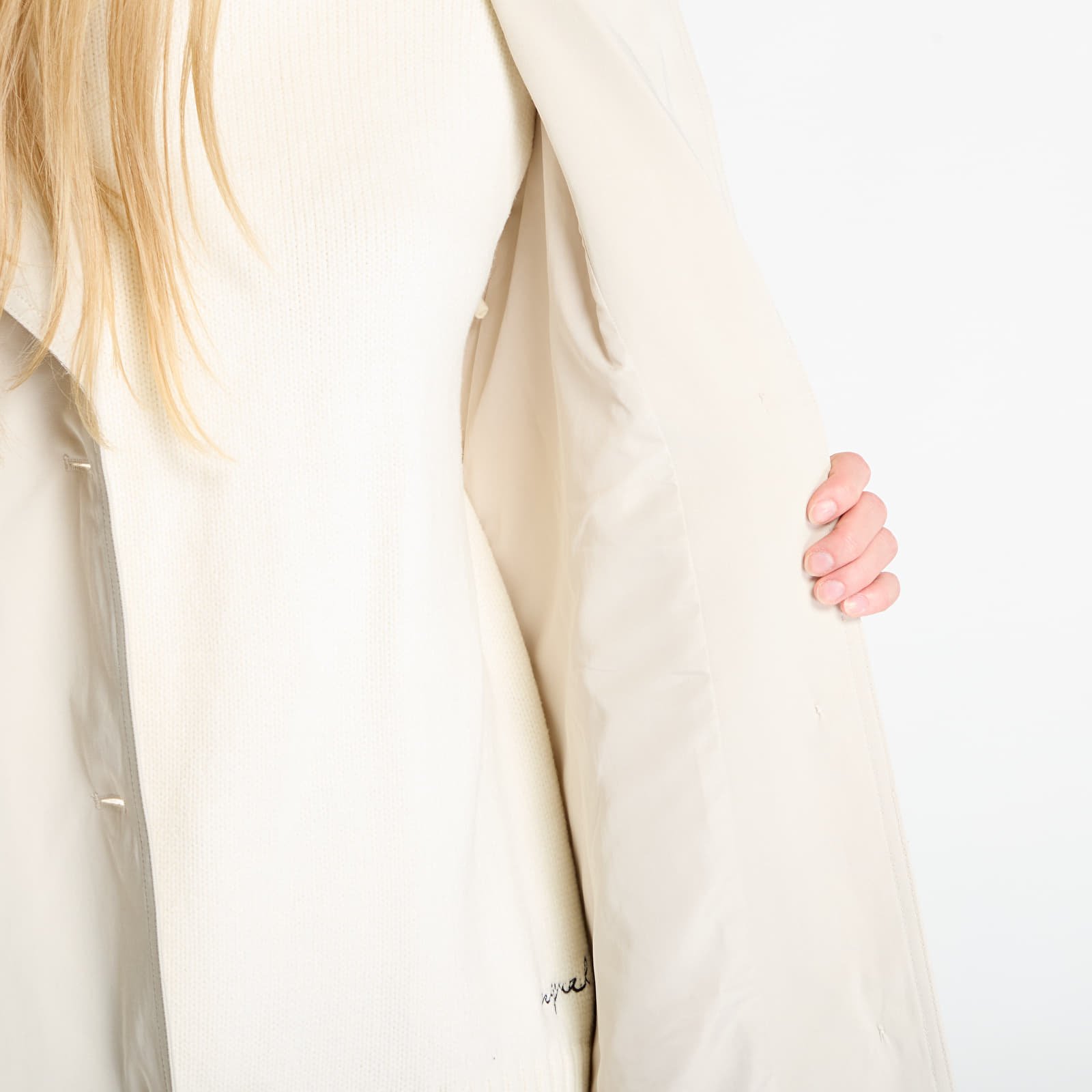 Kabáty Desigual Pleated Trench Coat Beige