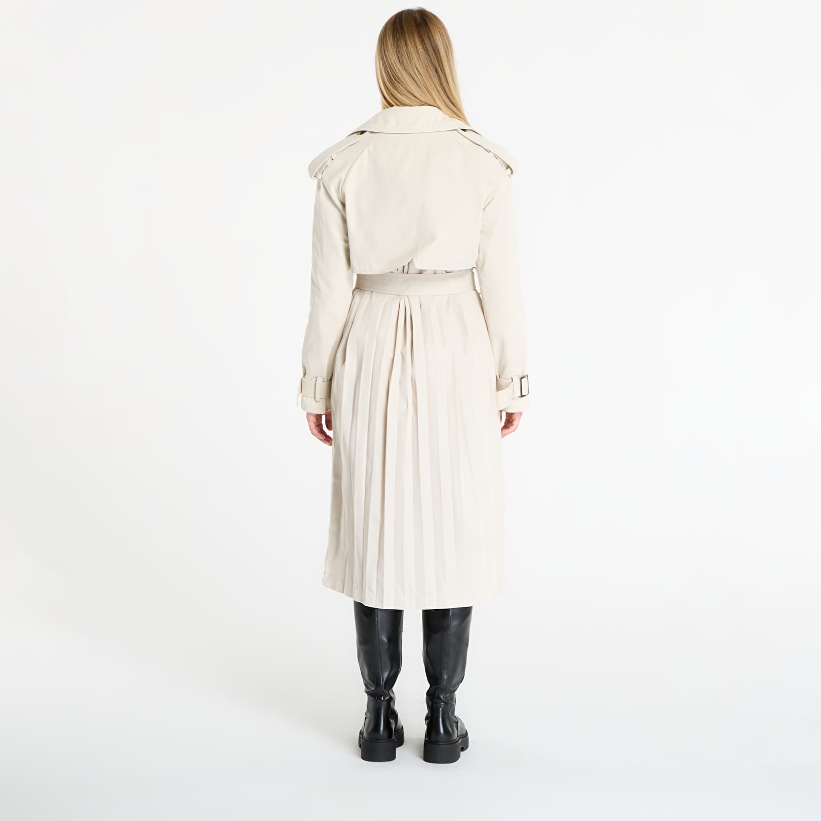 Kabáty Desigual Pleated Trench Coat Beige