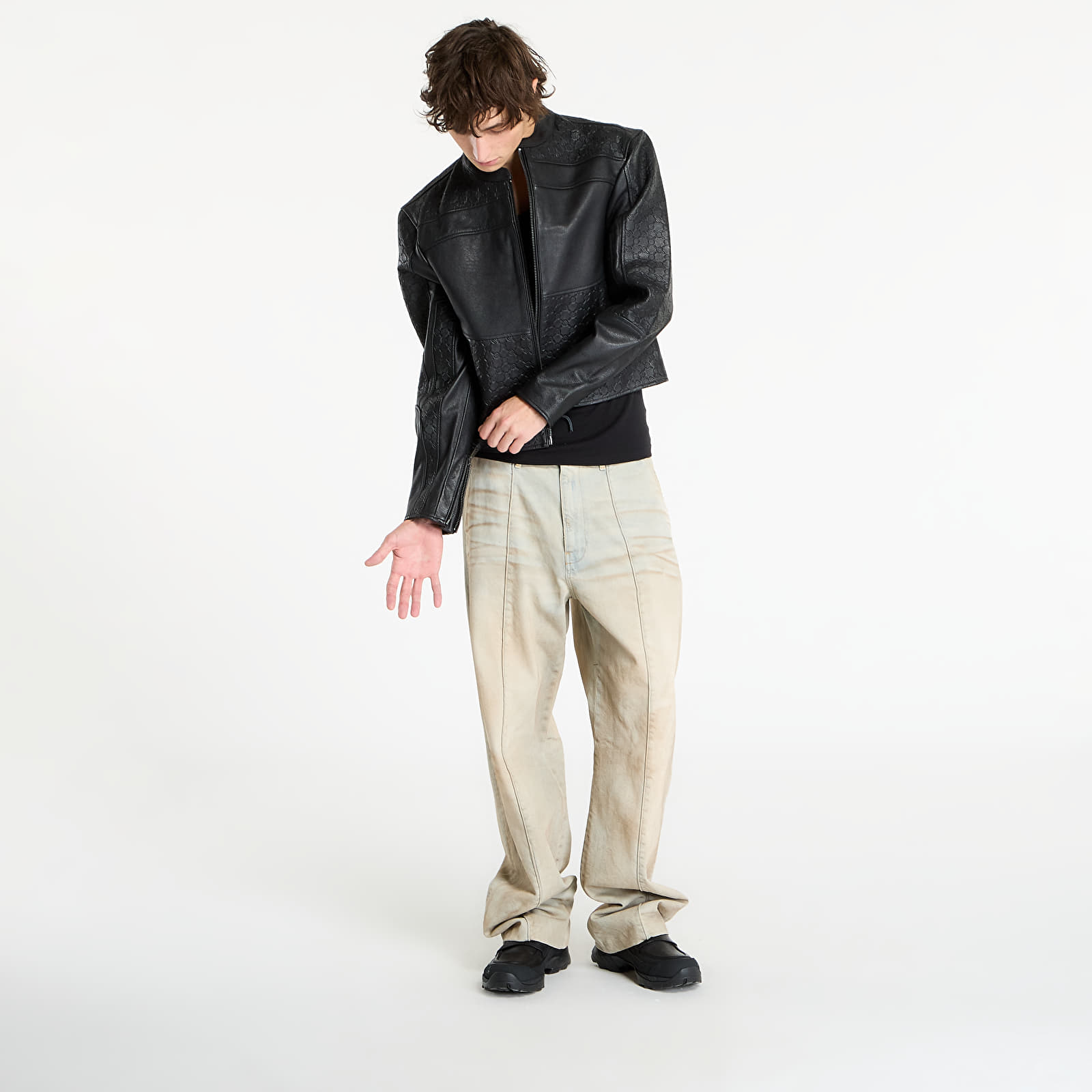 Ανδρικά σακάκια Daily Paper Structured Leather Jacket Black