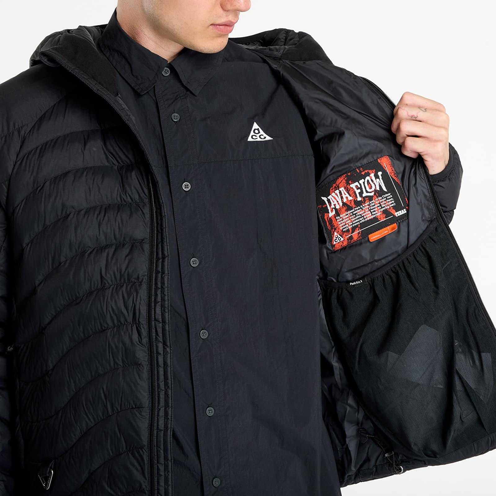 Pánské bundy Nike ACG "Lava Flow" Men's Therma-FIT ADV Jacket Black/ Black/ Black/ Summit White