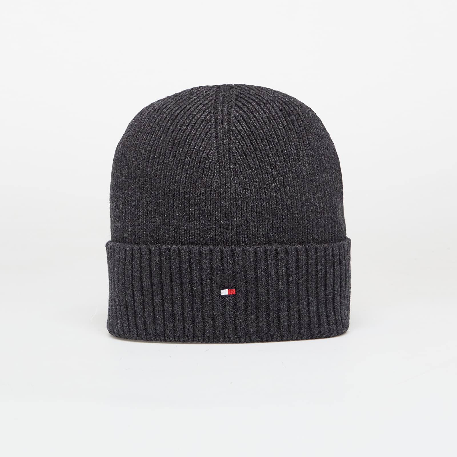Čepice Tommy Hilfiger Flag Pima Cotton Beanie Charcoal Gray
