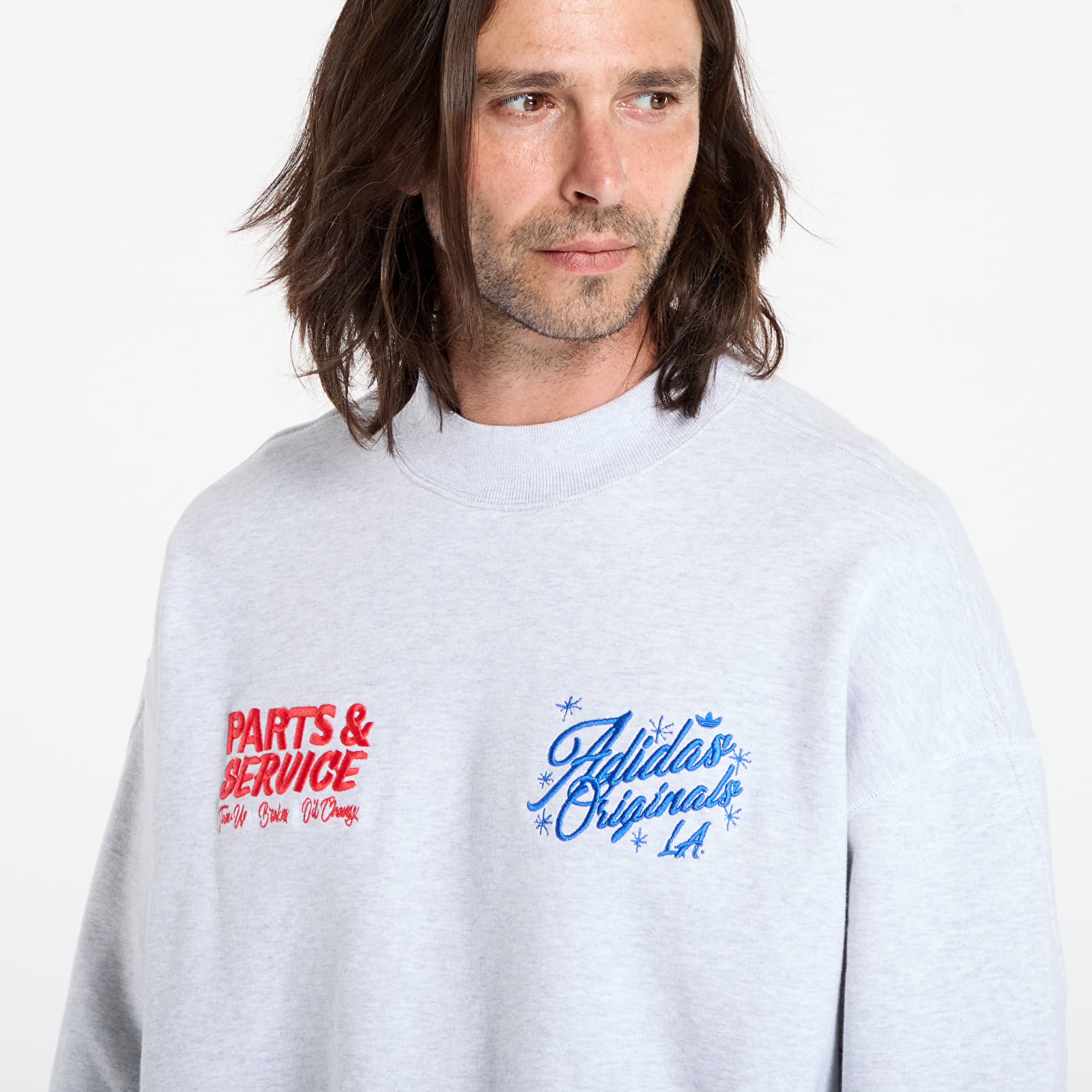 Pánské mikiny adidas x OG LA Santa Monica Crewneck UNISEX Light Grey Heather/ Black