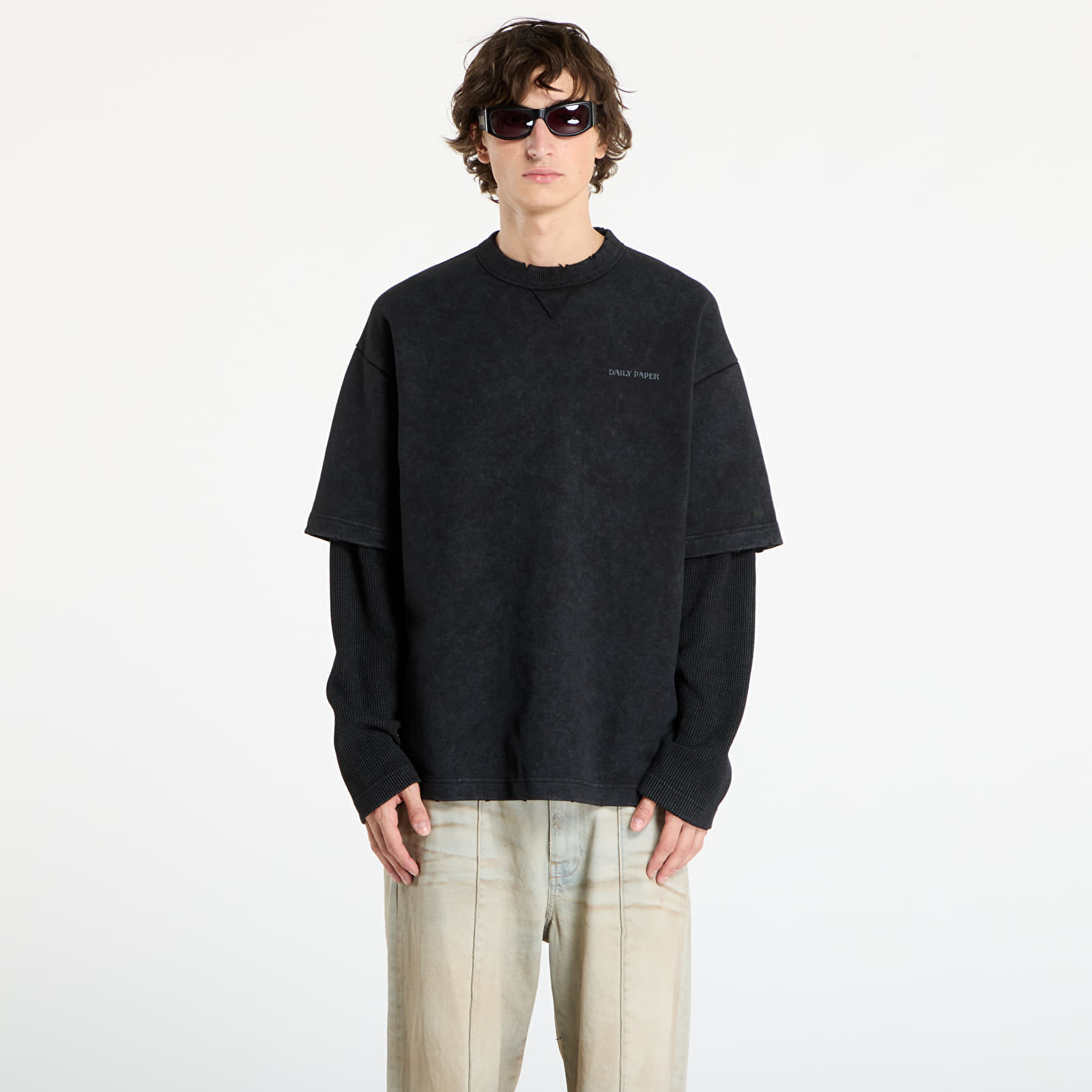 T-shirt Daily Paper Layered Ls T-Shirt UNISEX Black S