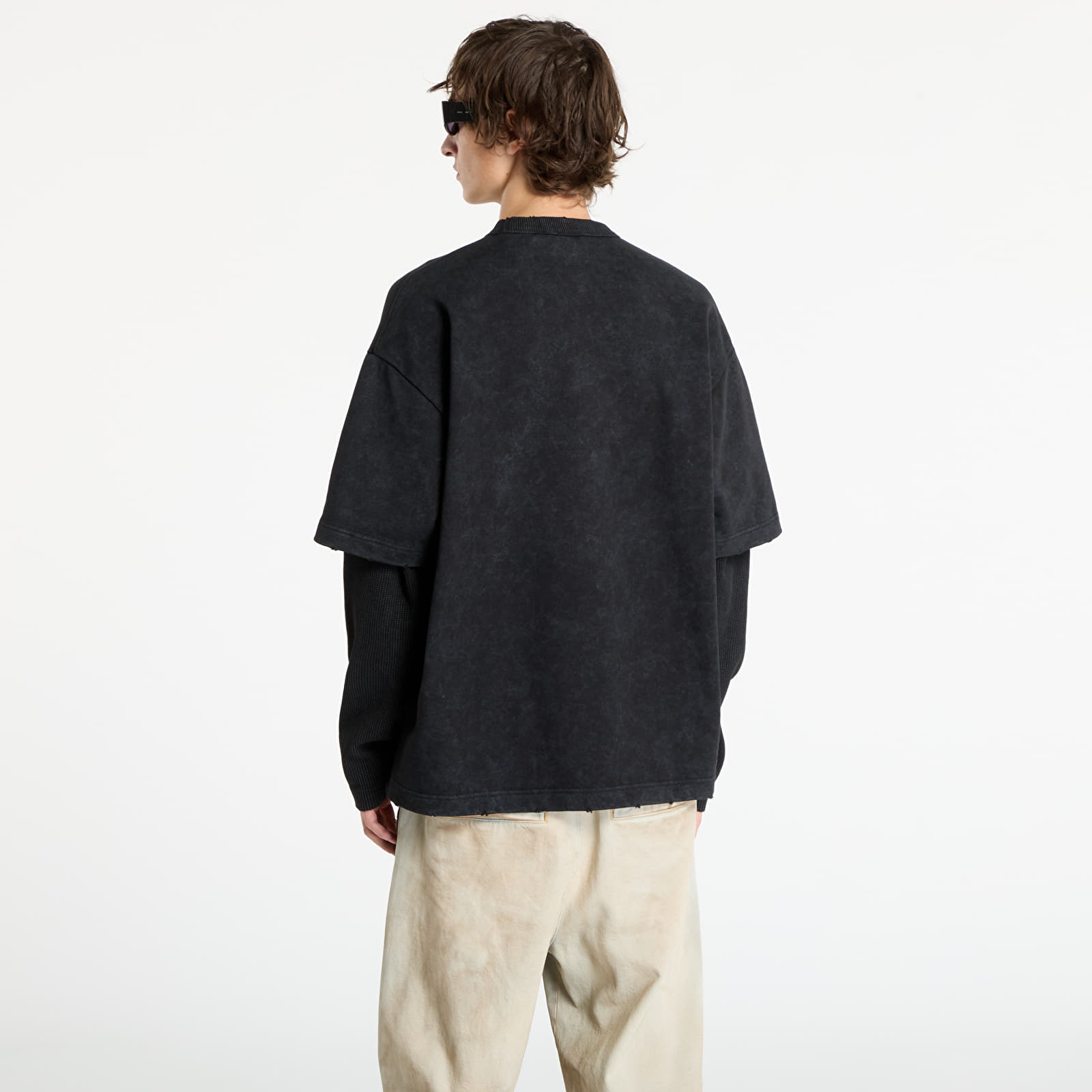 Men's T-shirts Daily Paper Layered Ls T-Shirt UNISEX Black