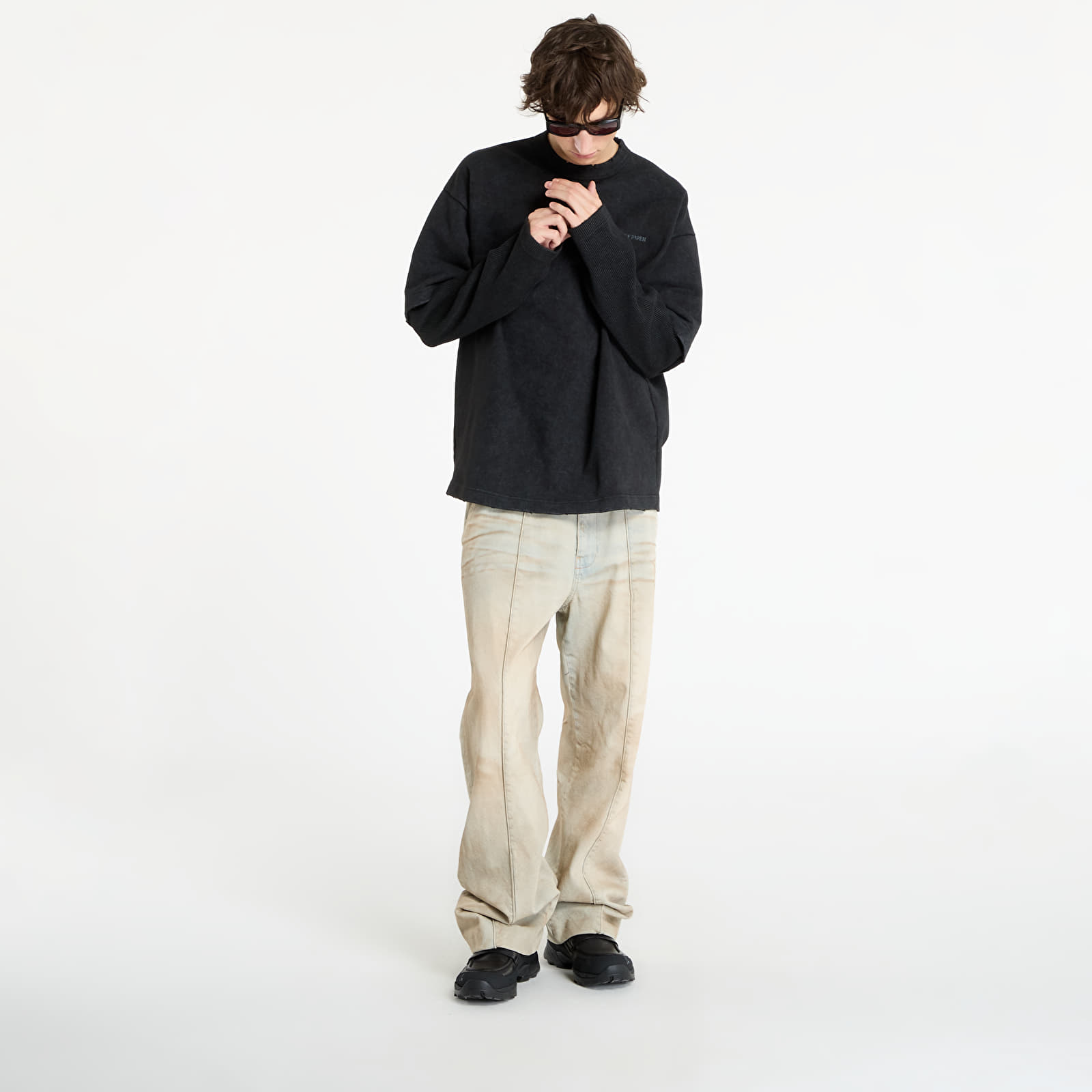 Men's T-shirts Daily Paper Layered Ls T-Shirt UNISEX Black
