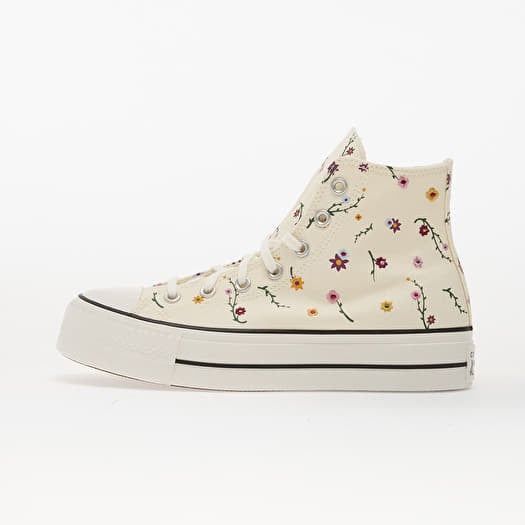 Converse Chuck Taylor All Star Lift Platform Embroidered Blooms Hi Egret/ Vintage White/ Black