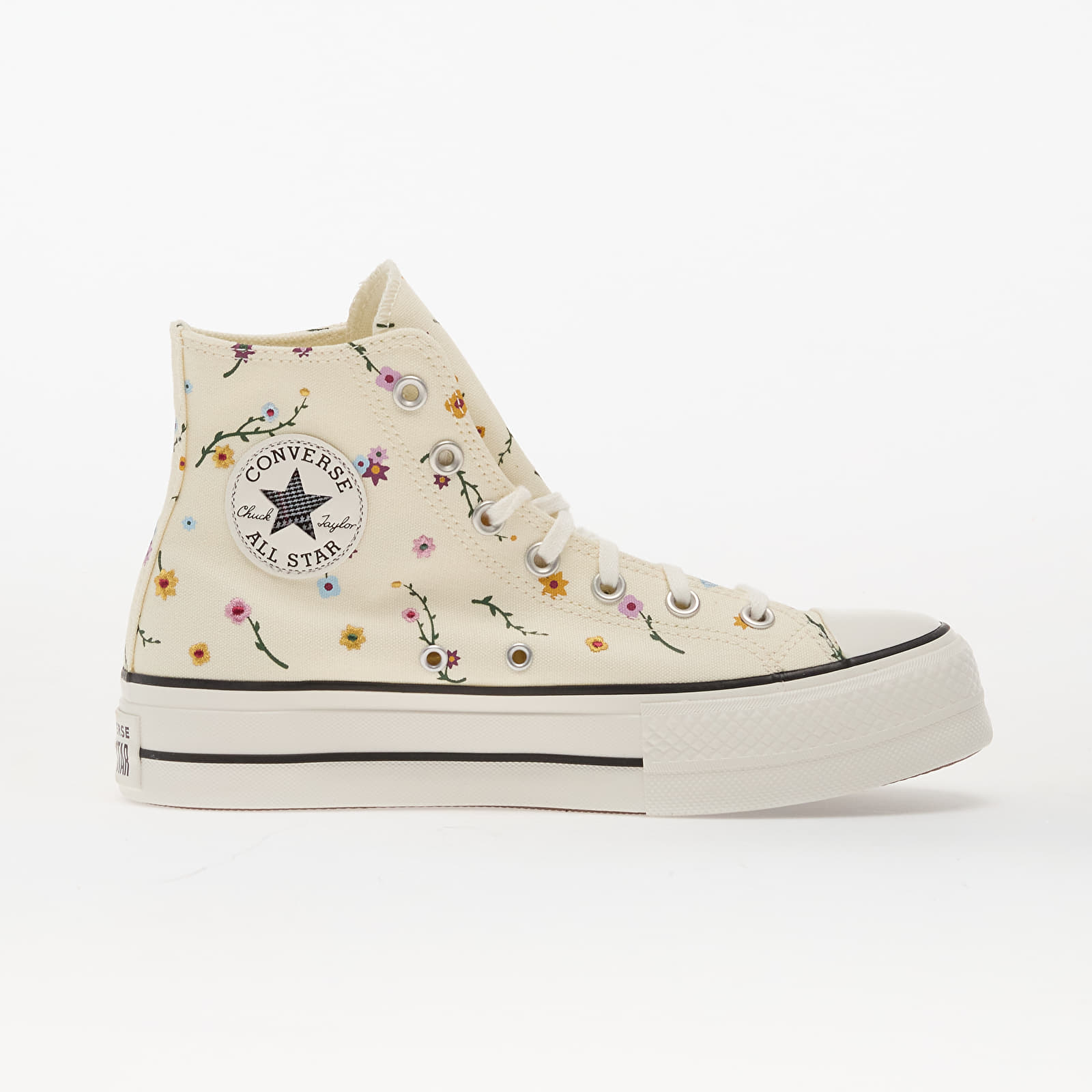 Ténis e sapatos de senhora Converse Chuck Taylor All Star Lift Platform Embroidered Blooms Hi Egret/ Vintage White/ Black