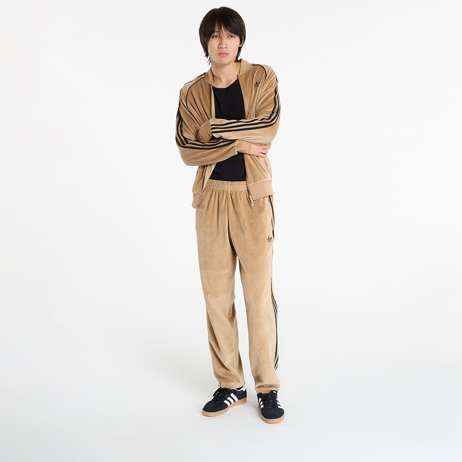 Vīriešu treniņbikses adidas SST Adicolor Velour Track Pants Cardboard