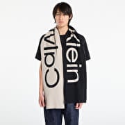 Calvin Klein Bold Logo 2-Tone Wool Scarf Black