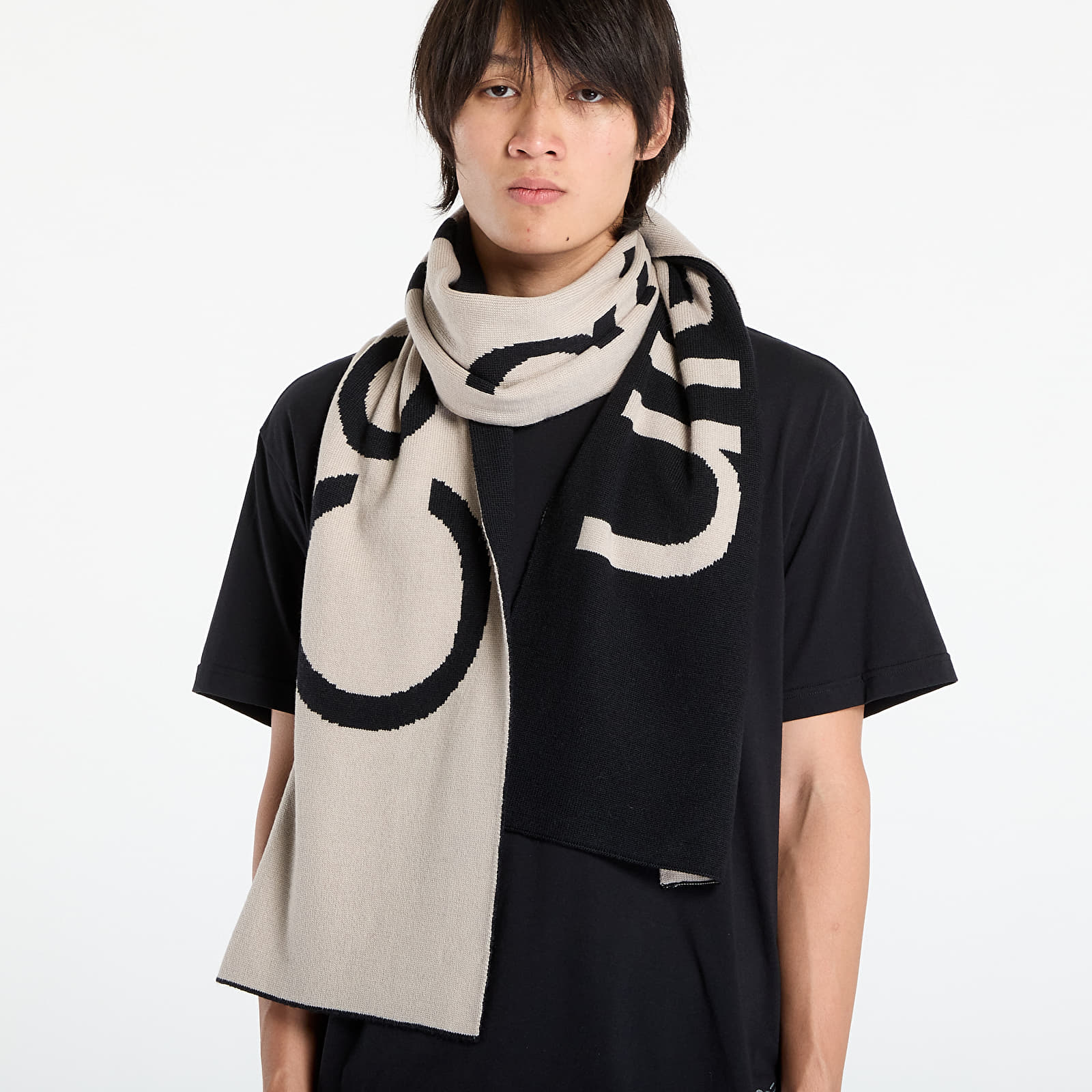 Vīriešu šalles Calvin Klein Bold Logo 2-Tone Wool Scarf Black