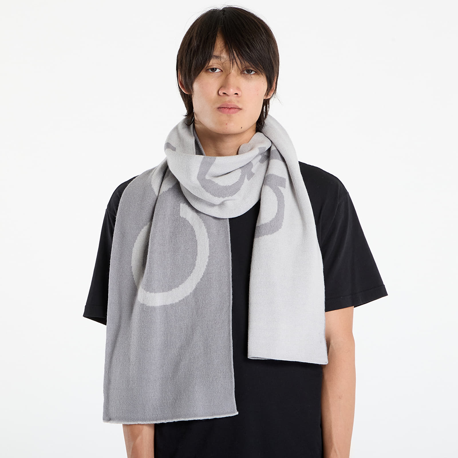 Vīriešu šalles Calvin Klein Bold Logo 2-Tone Wool Scarf Grey