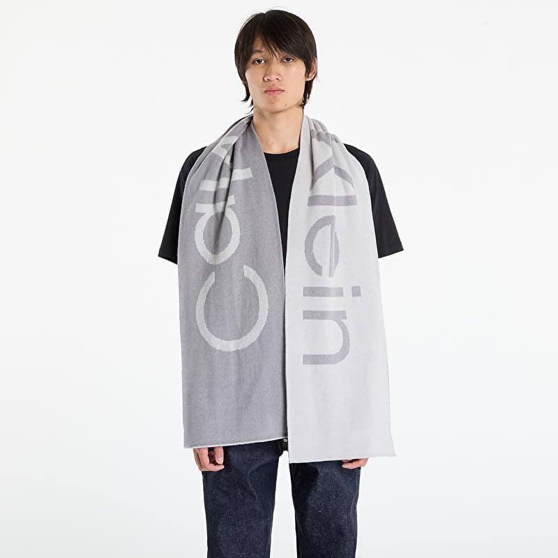 Scarf Calvin Klein Bold Logo 2-Tone Wool Scarf Grey