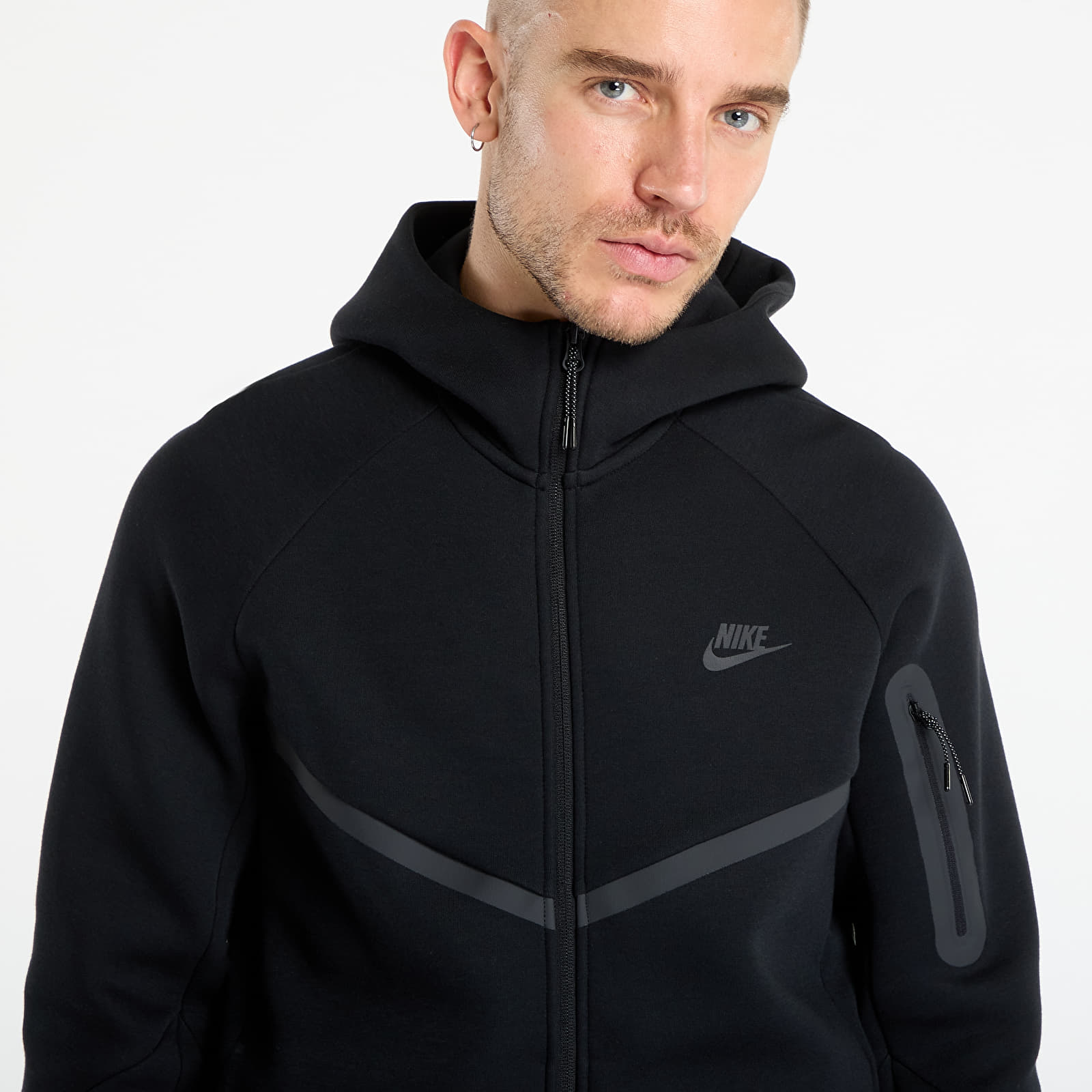Pánské mikiny Nike Tech Men's Fleece Windrunner Full-Zip Jacket Black/ Black