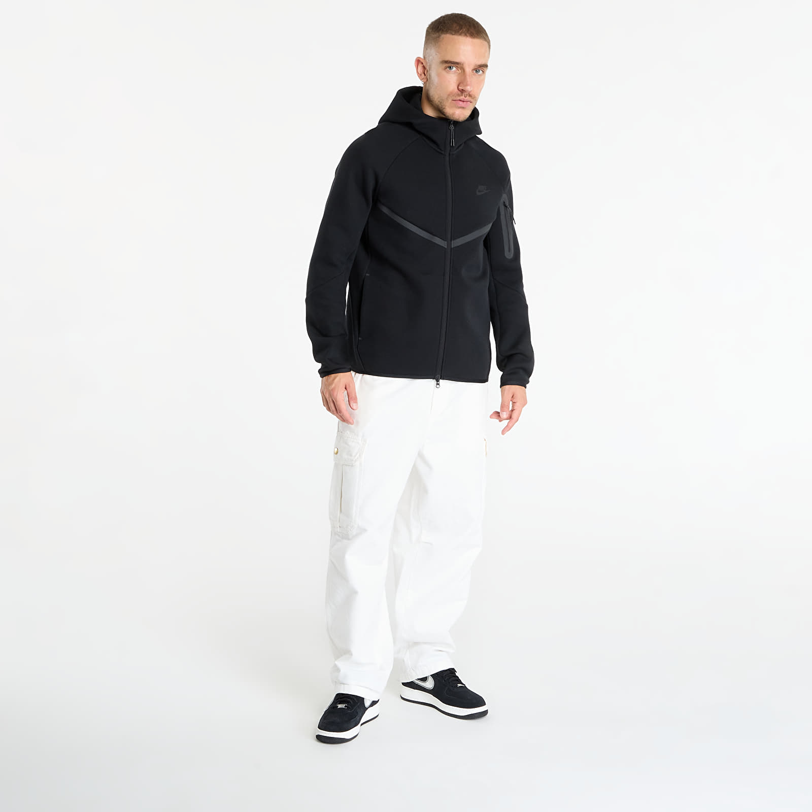 Pánské mikiny Nike Tech Men's Fleece Windrunner Full-Zip Jacket Black/ Black