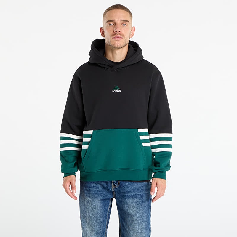 adidas Archive Cutline Hoodie Black/ Collegiate Green