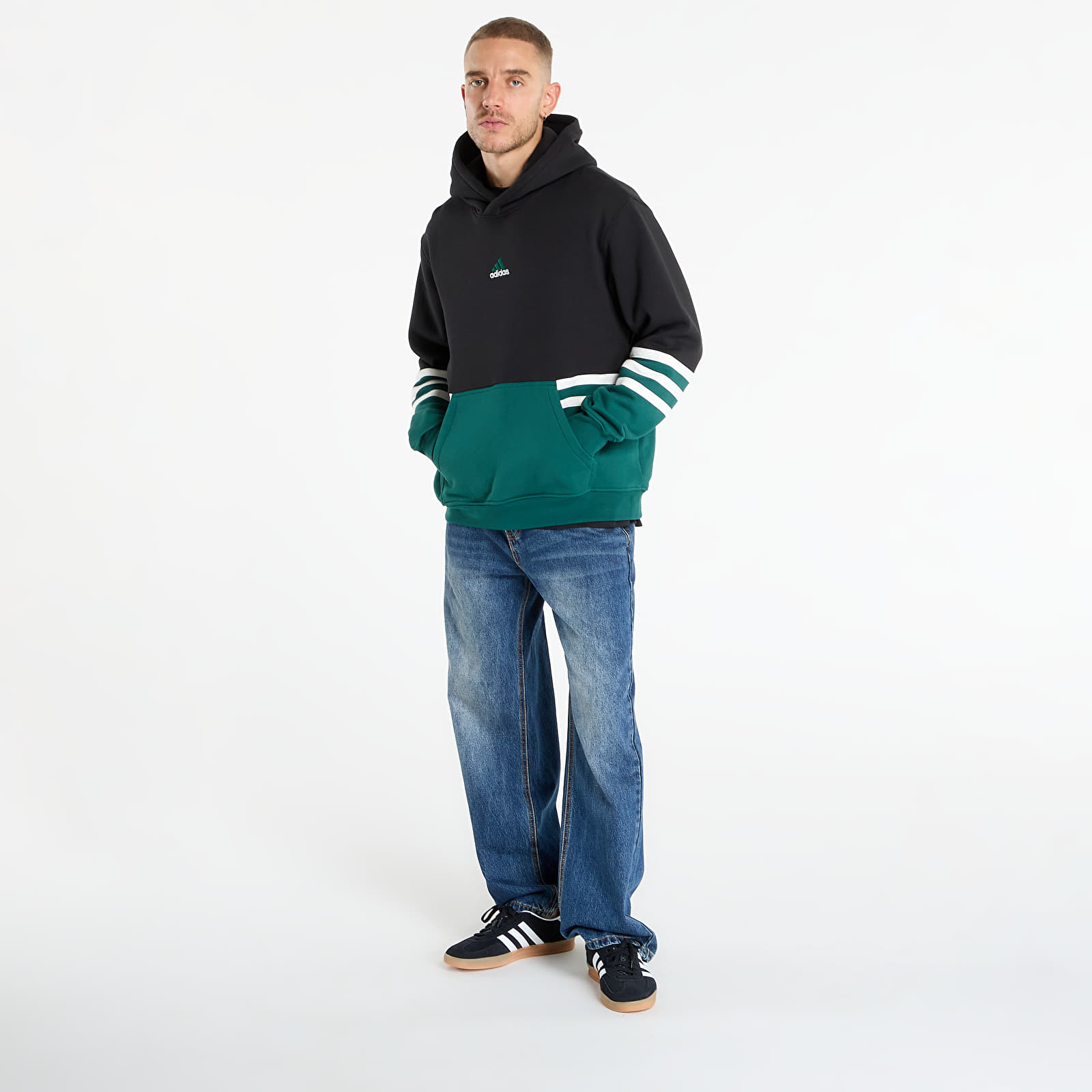 Mikinas ar kapuci un sporta krekli adidas Archive Cutline Hoodie Black/ Collegiate Green