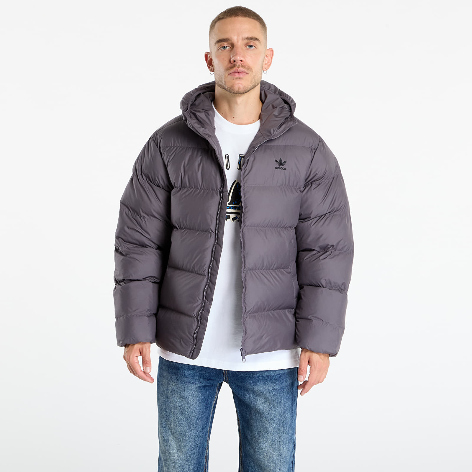 Jacket adidas Tonal Hooded Puffer Jacket Grey Strata/ Print XL