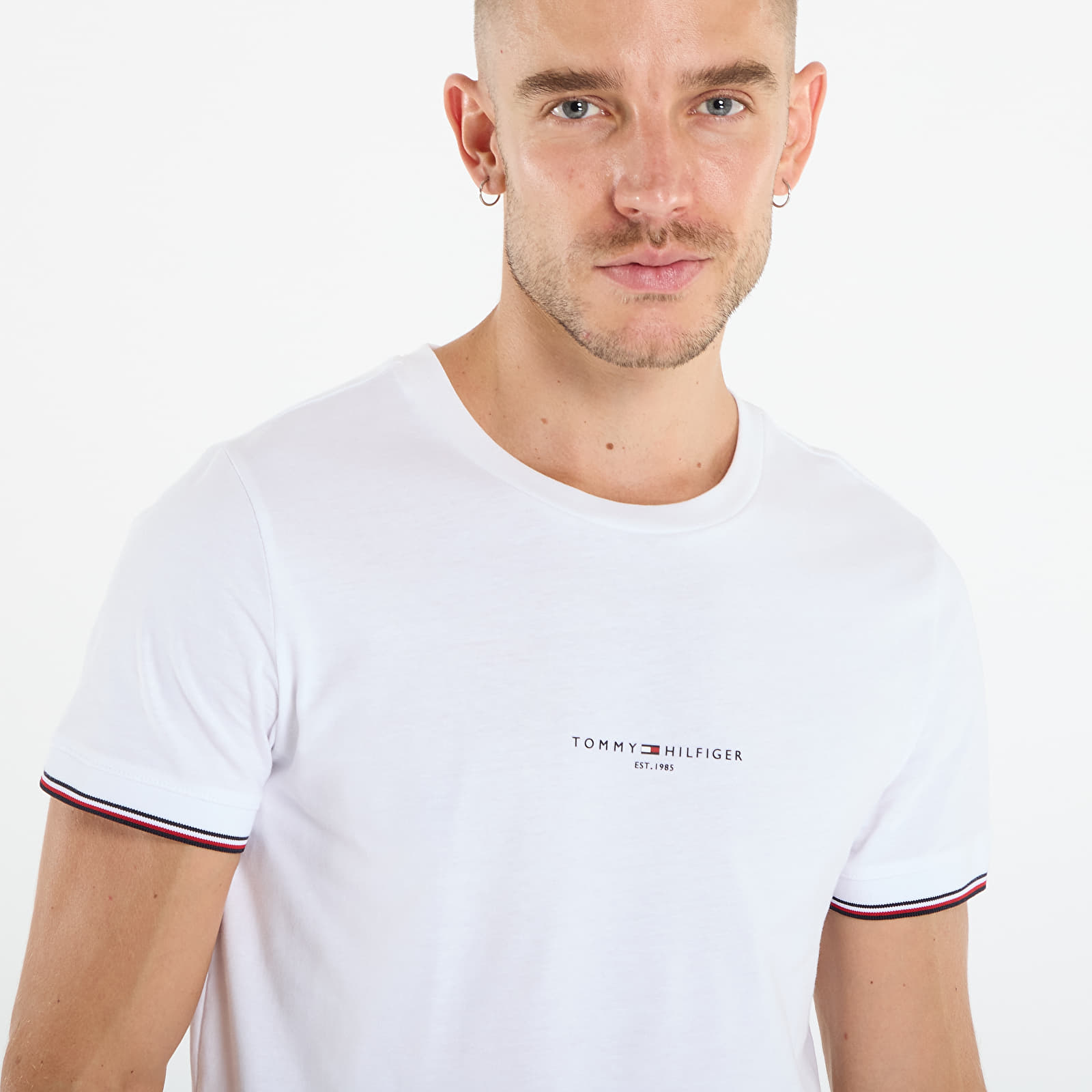 T-krekli Tommy Hilfiger Slim Jersey Tipped T-Shirt White