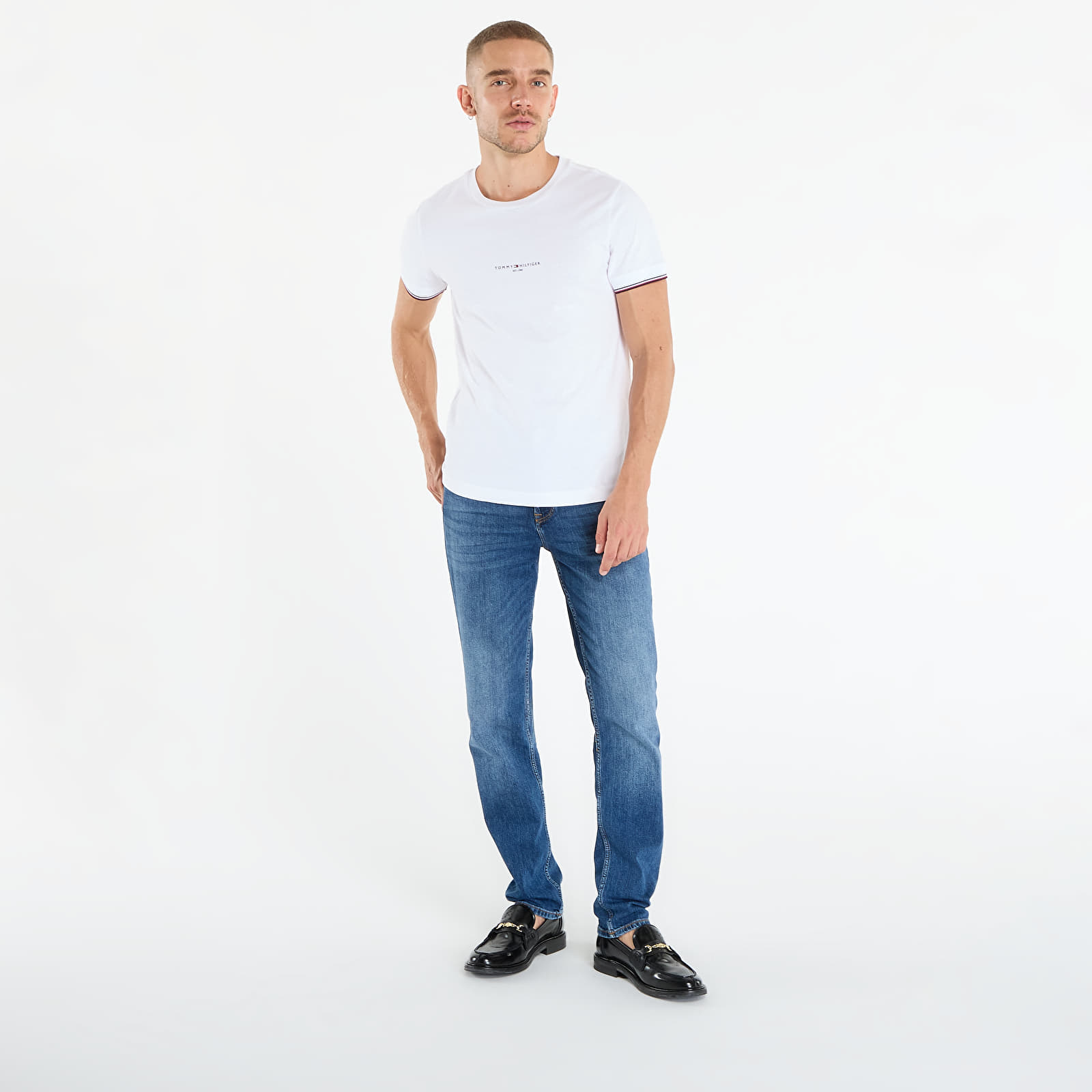 T-krekli Tommy Hilfiger Slim Jersey Tipped T-Shirt White