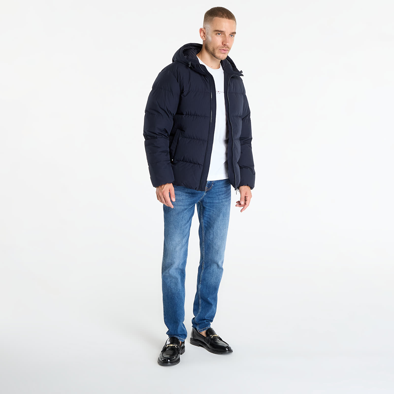Vīriešu jakas Tommy Hilfiger Water Repellent Down Hooded Puffer Jacket Navy