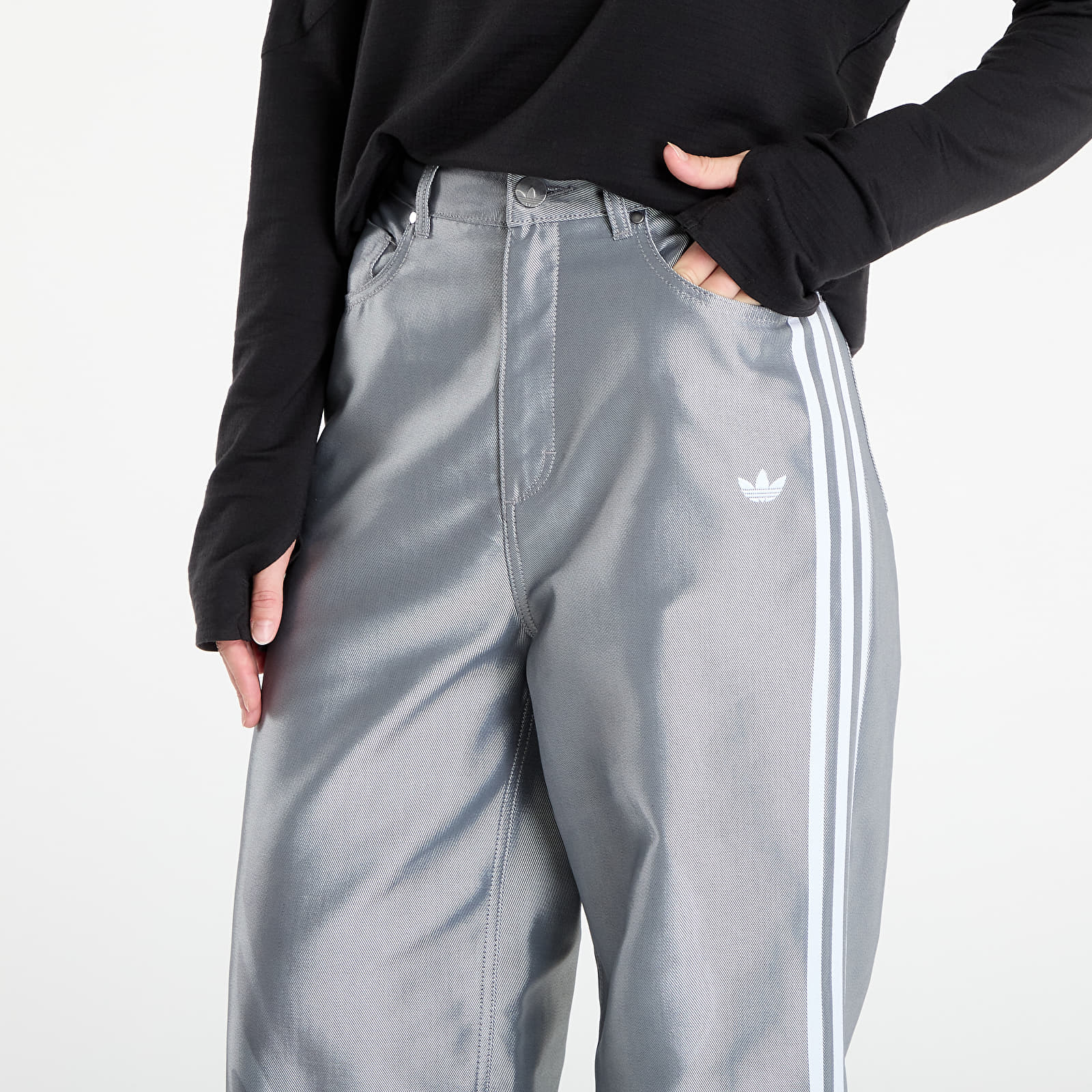 Sieviešu bikses adidas Adilenium Season 4 Teamgeist Baggy Shine Denim Joggers Light Blue