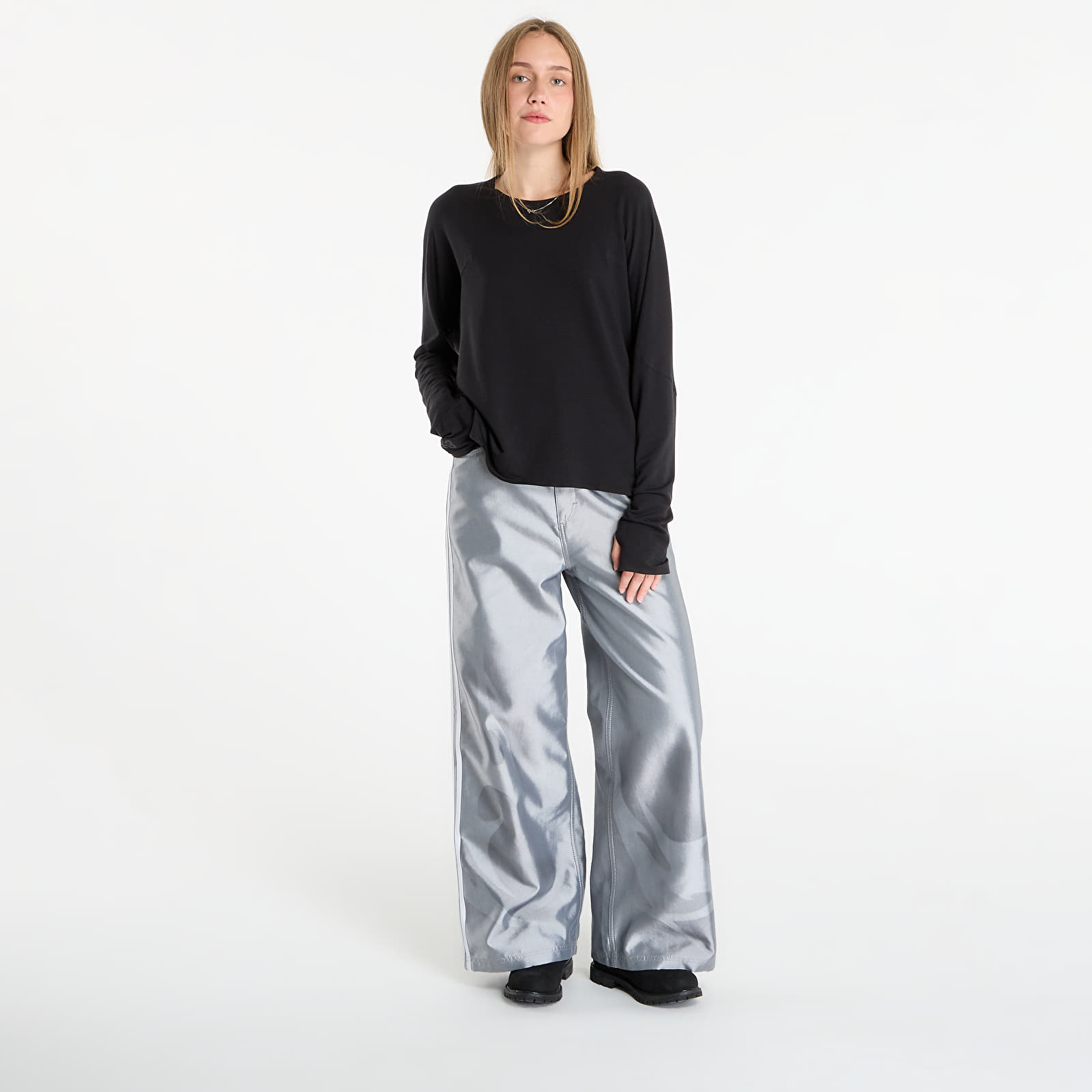 Sieviešu bikses adidas Adilenium Season 4 Teamgeist Baggy Shine Denim Joggers Light Blue