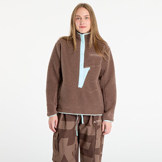 Džemperis adidas Terrex Xploric High Pile Fleece Pullover Sweatshirt Earth Strata/ Aurora Ivy