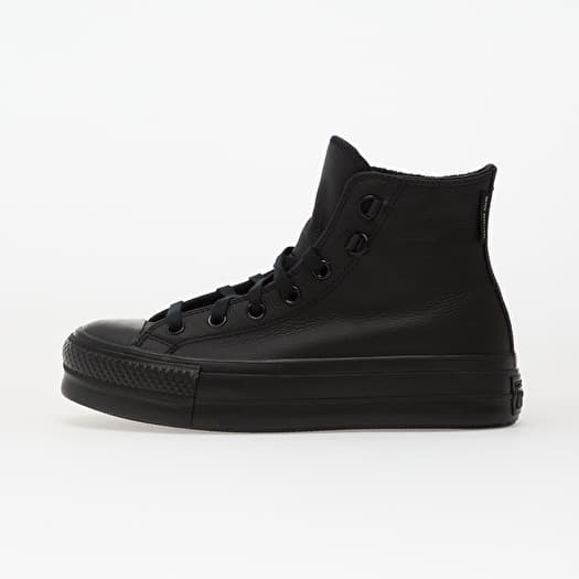 Converse Chuck Taylor All Star Lift Platform Leather Hi Black/ Black/ Black