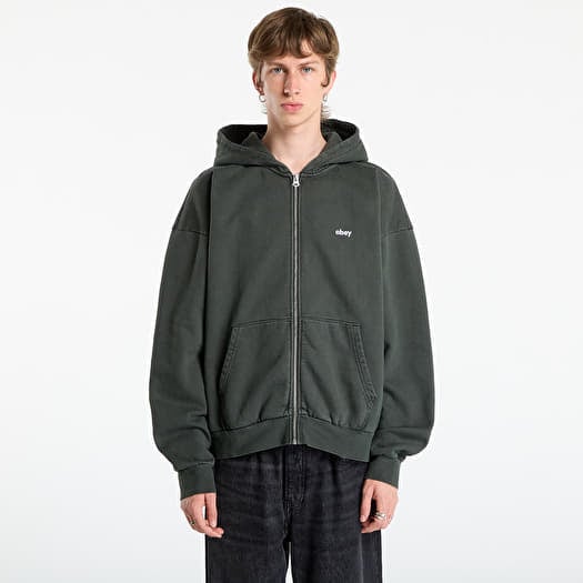 Džemperis OBEY Lowercase Pigment Zip Hood Pigment Pirate Black